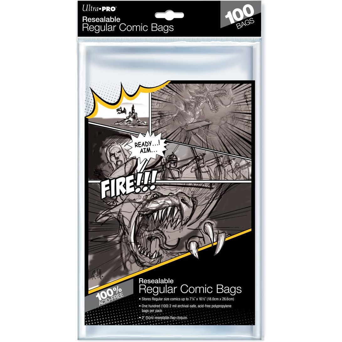 Comic Bags - Regular Size - Resealable (100 per pack)