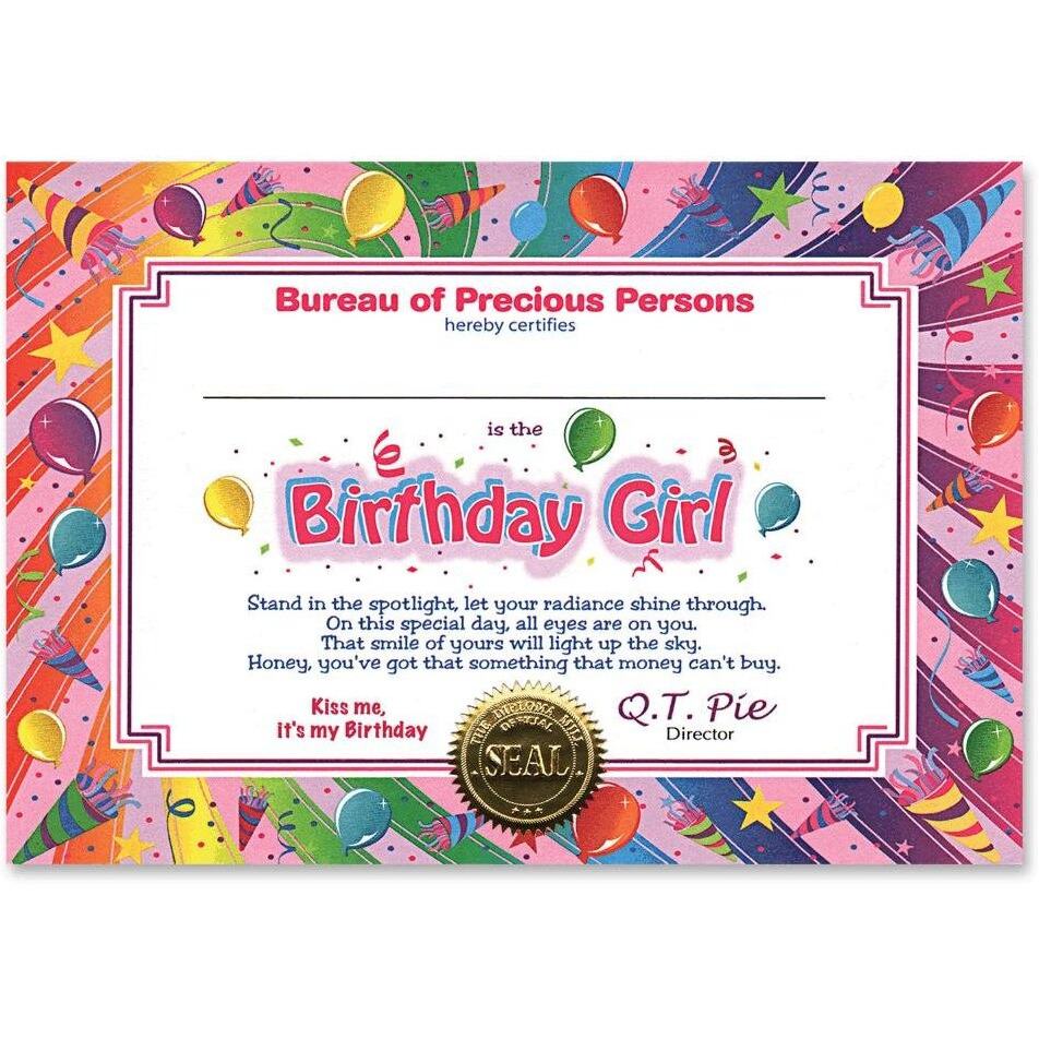 Birthday Girl Certificate