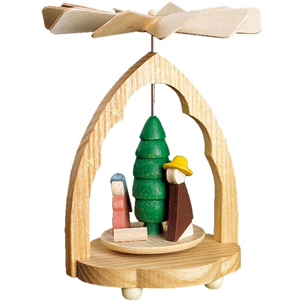 1706 - Richard Glaesser Mini Pyramid - Nativity Scene - 4.25&quotH x 3.25&quotW x 3.25"