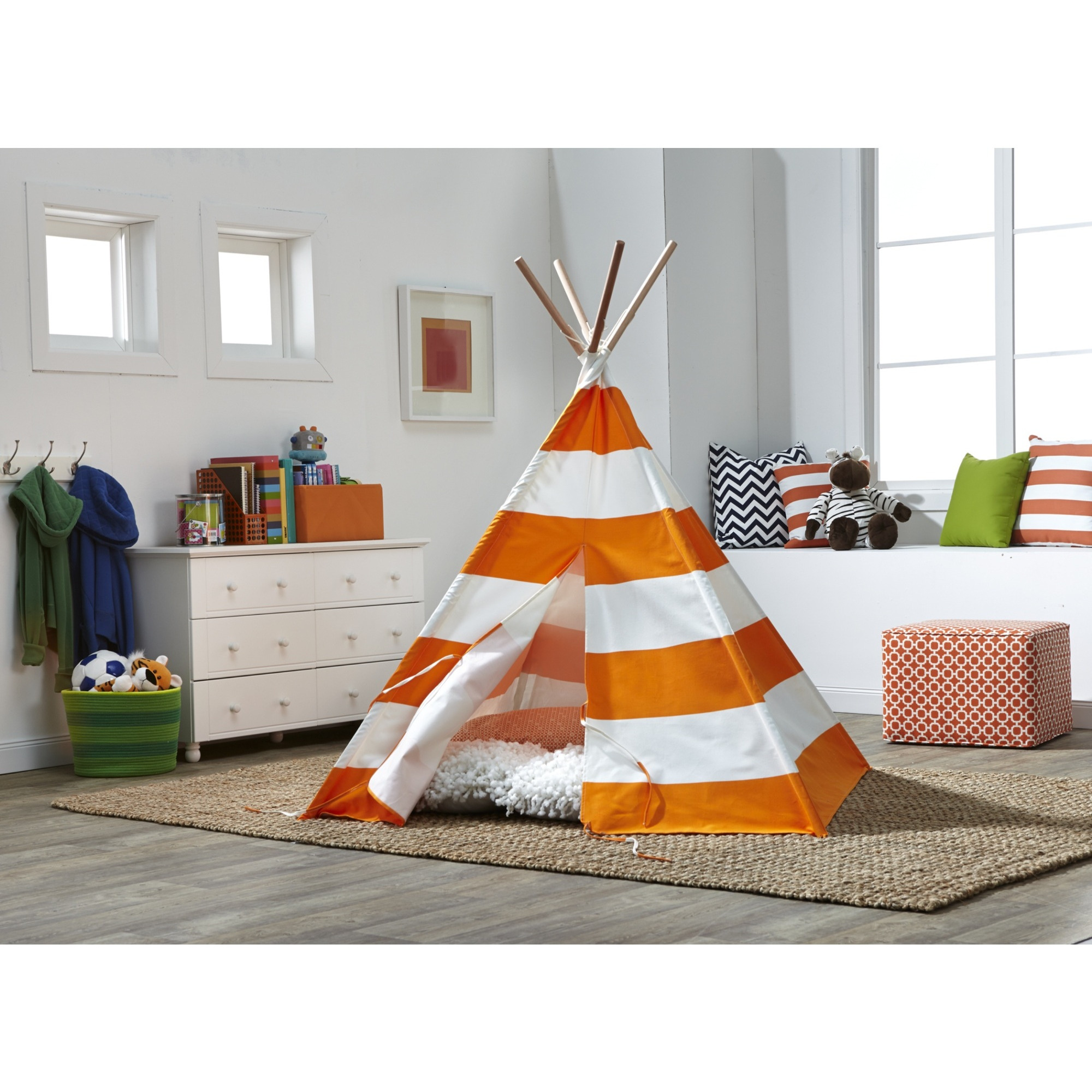 Teepee Orange with White Stripes