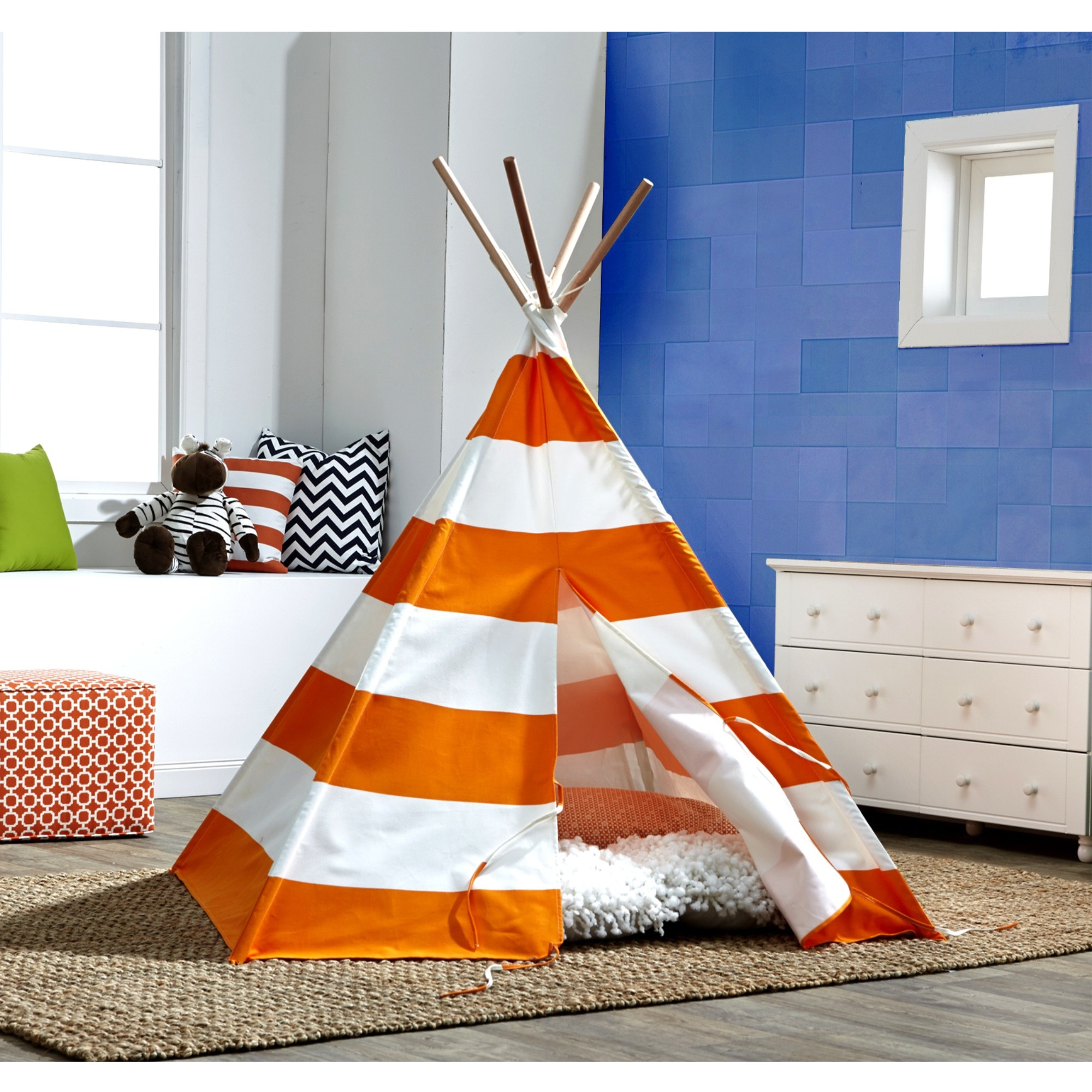 Teepee Orange with White Stripes