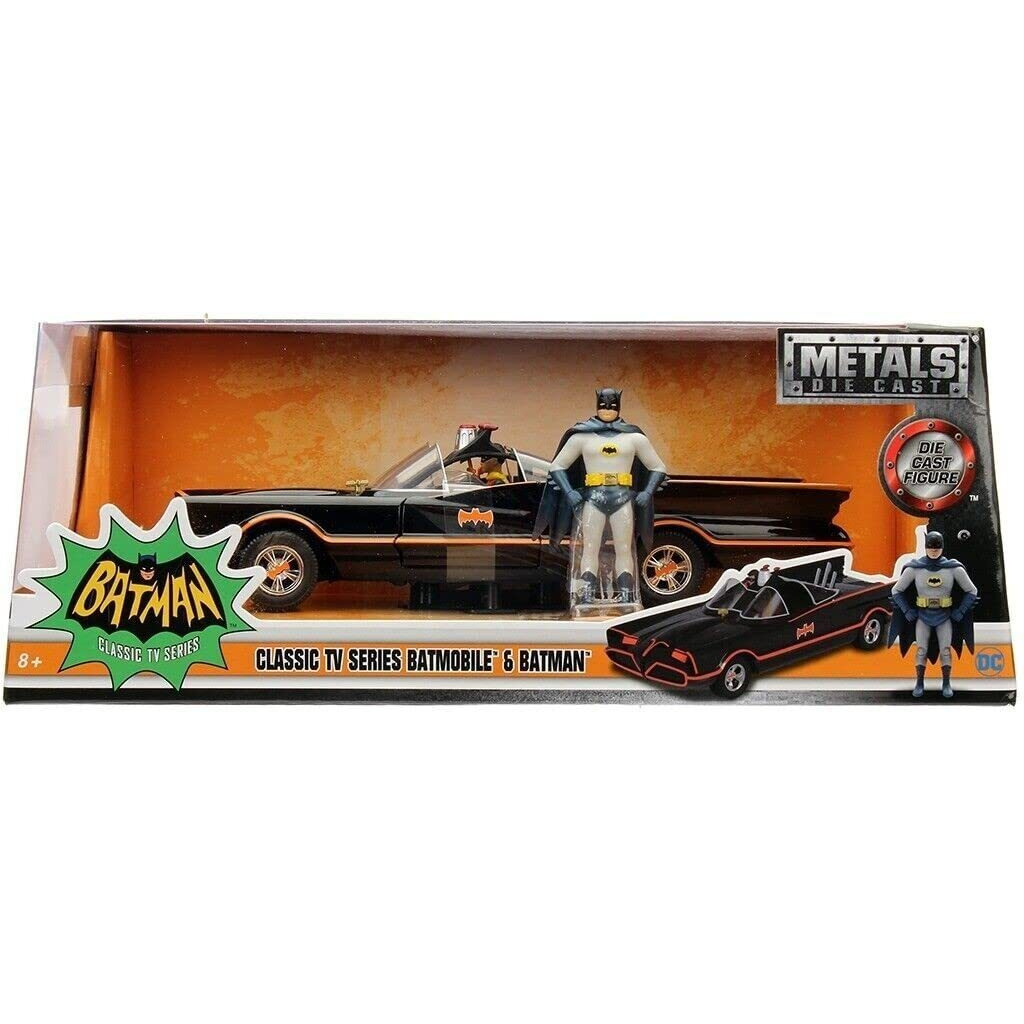 1966 Classic TV Series Batmobile with Diecast Batman and Plastic Robin in the car 1/24 Diecast Model Car by Jada