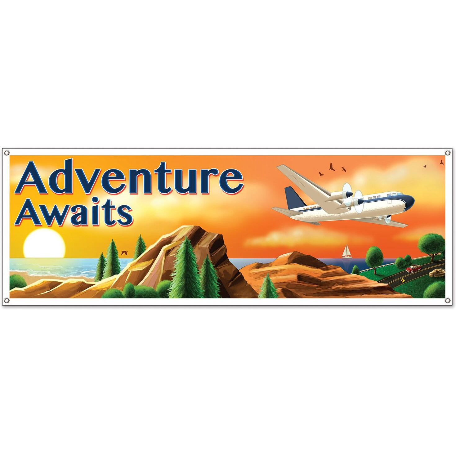 &quotGlobal Landmark Sign Banners - Pack of 12 for Travel-Themed Events"