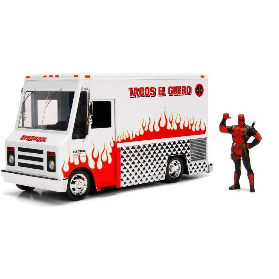 Deadpool Taco Truck with Deadpool Diecast Figurine &quotMarvel" Series 1/24 Diecast Model by Jada