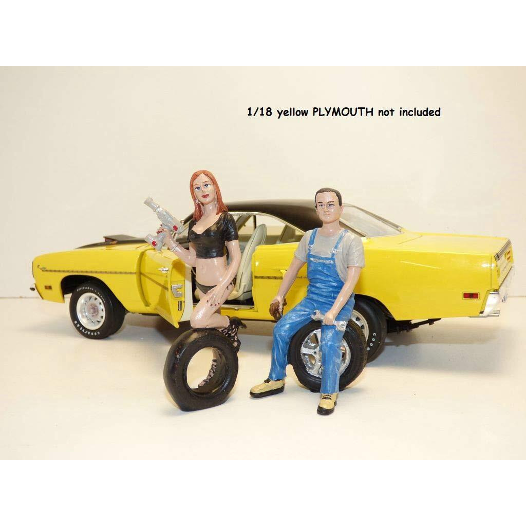 Michele and Derek Tire Brigade 2 piece Figurine Set 1/18 by Motorhead Miniatures