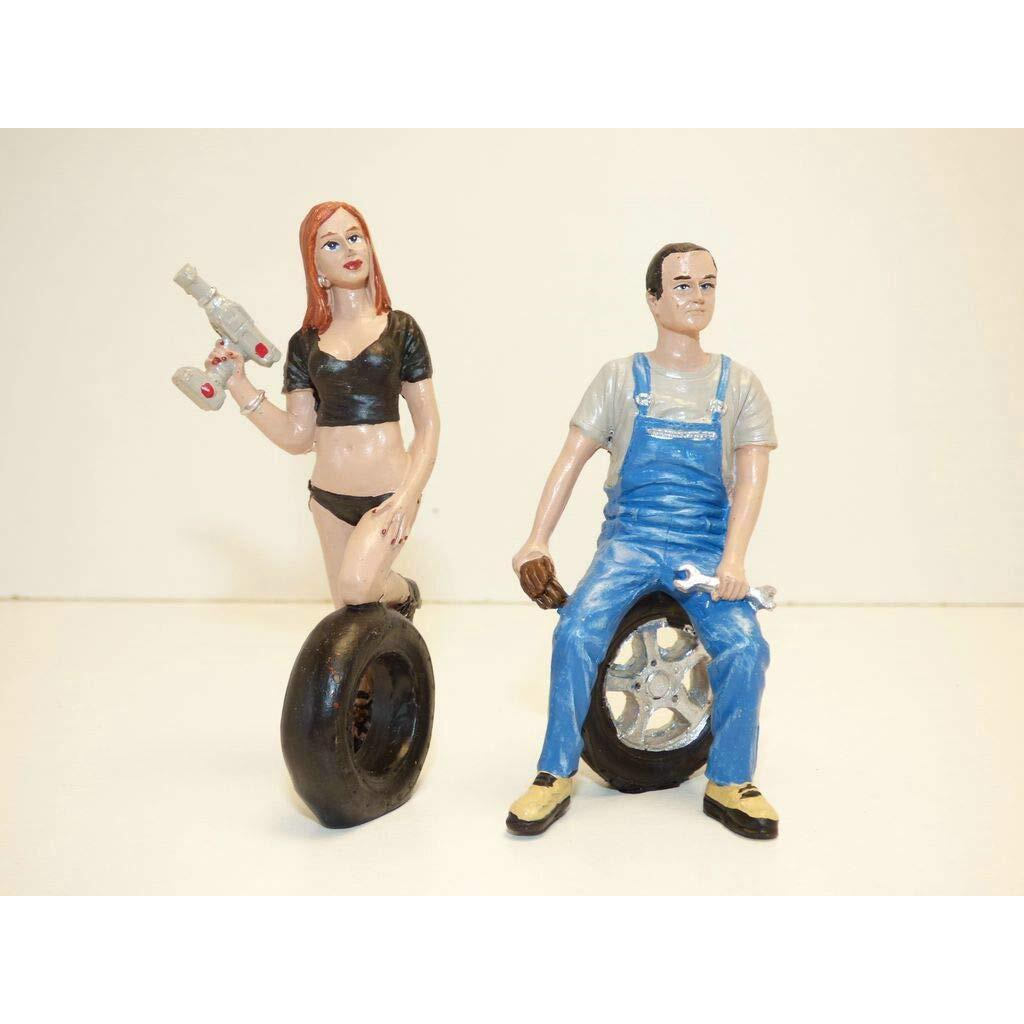 Michele and Derek Tire Brigade 2 piece Figurine Set 1/18 by Motorhead Miniatures