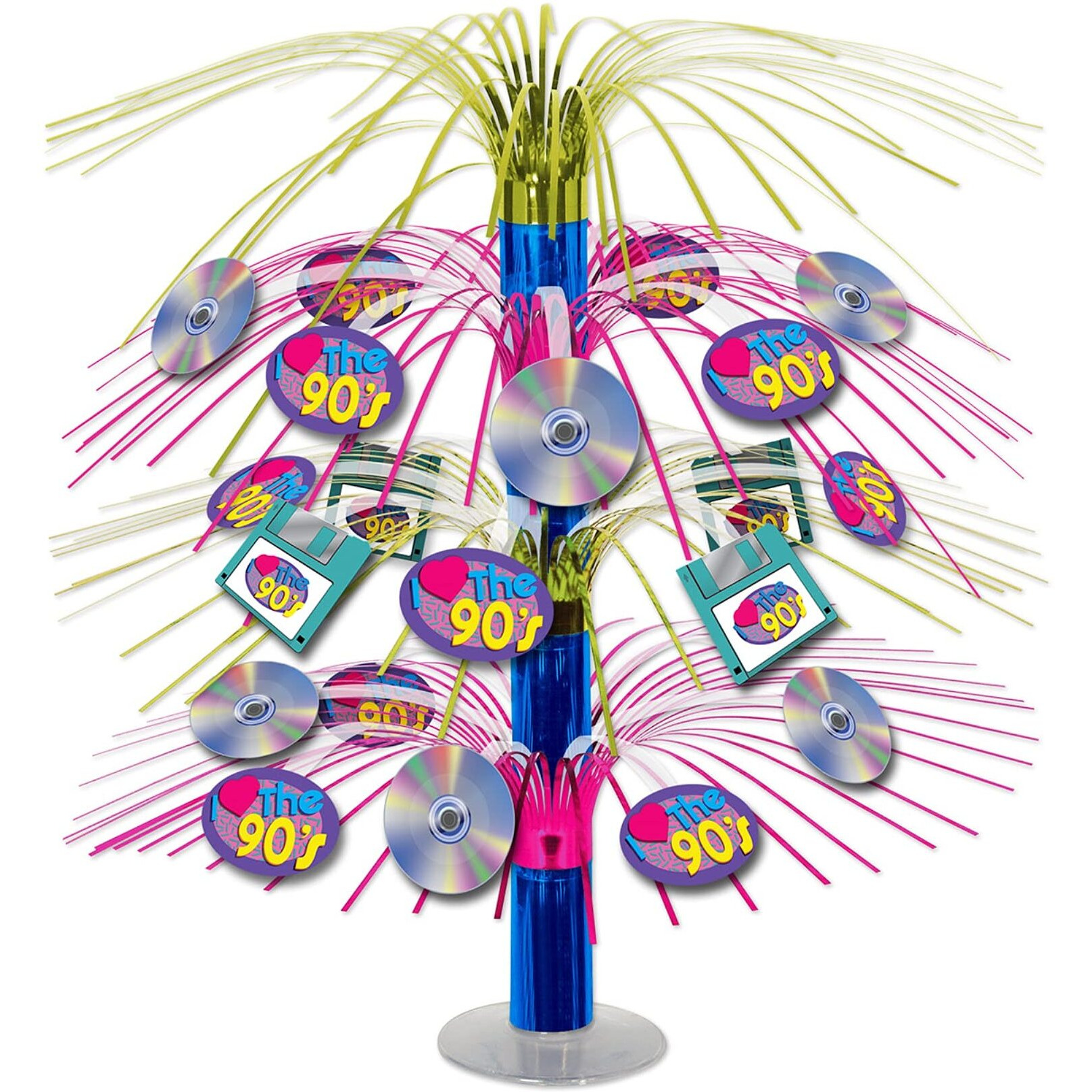 90's Nostalgia Cascade Centerpiece (Pack of 6) - Vibrant Retro Design