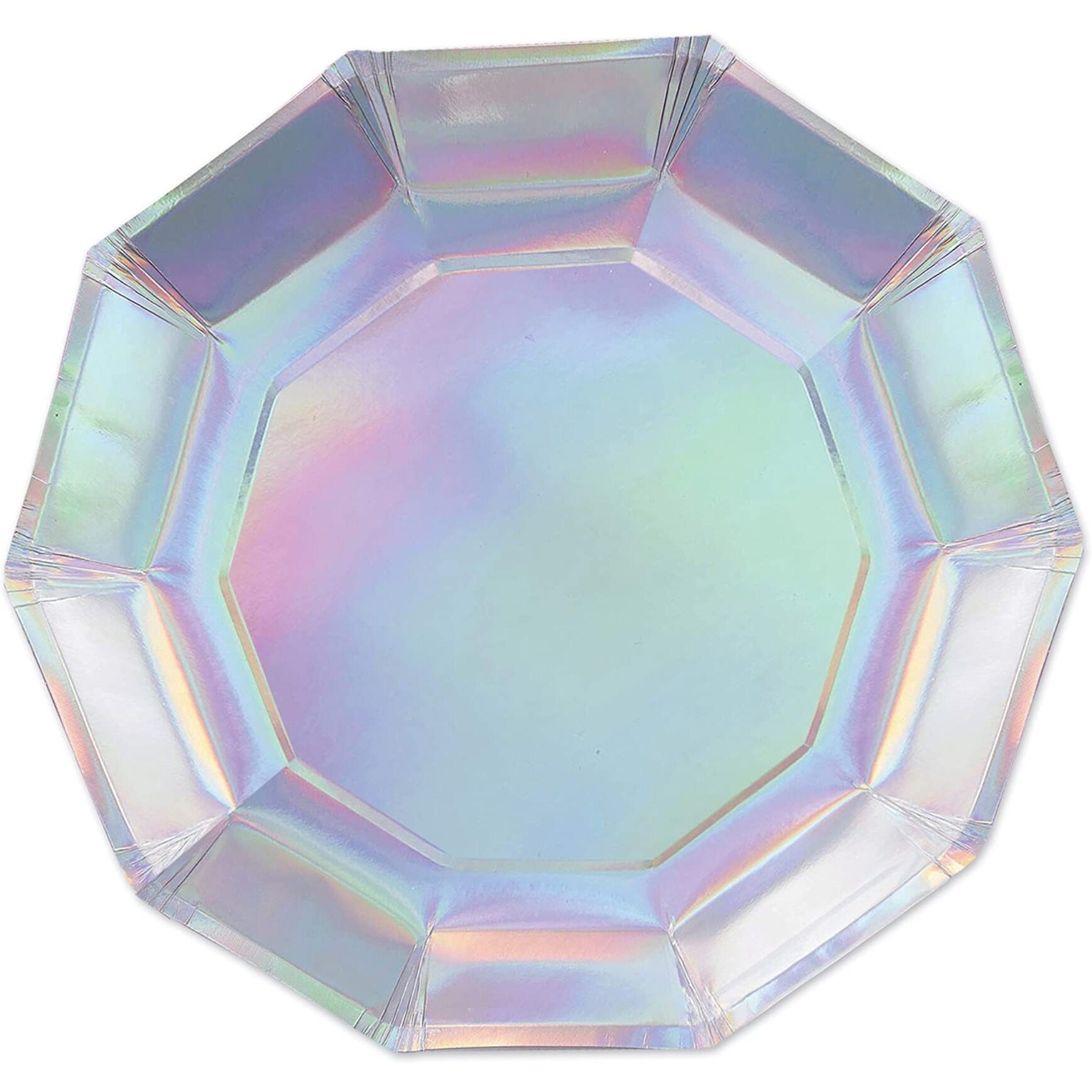 Elegant Iridescent Decagon Plates - Pack of 12