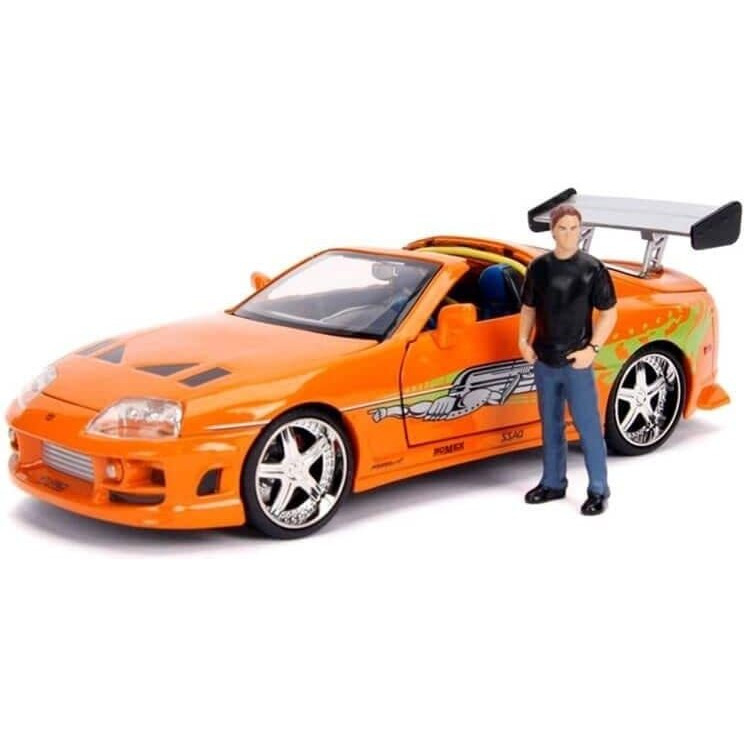 Toyota Supra Orange Metallic with Brian Diecast Figurine &quotFast & Furious" Movie 1/24 Diecast Model Car by Jada