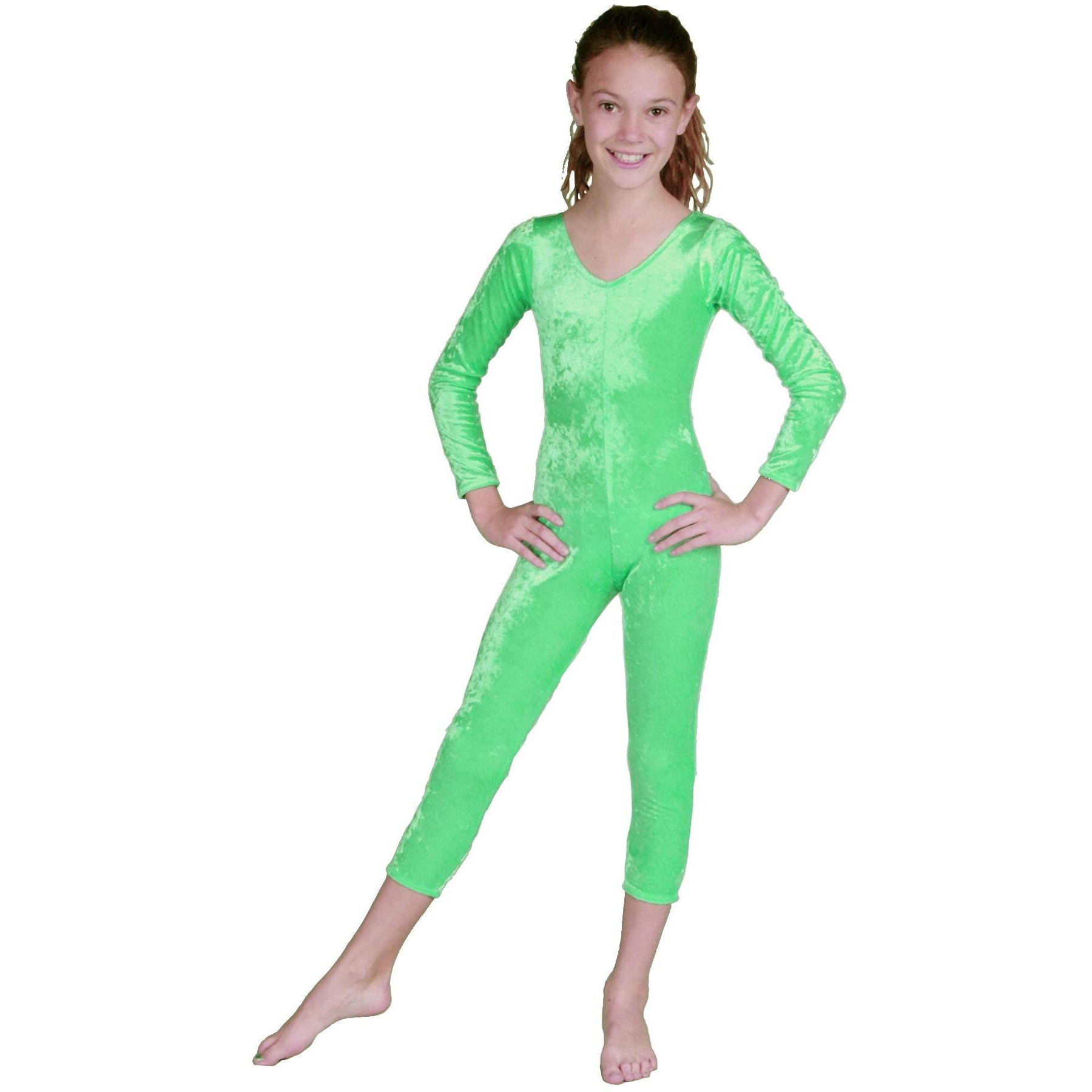Girl's Unitard Lime Velvet Lrg