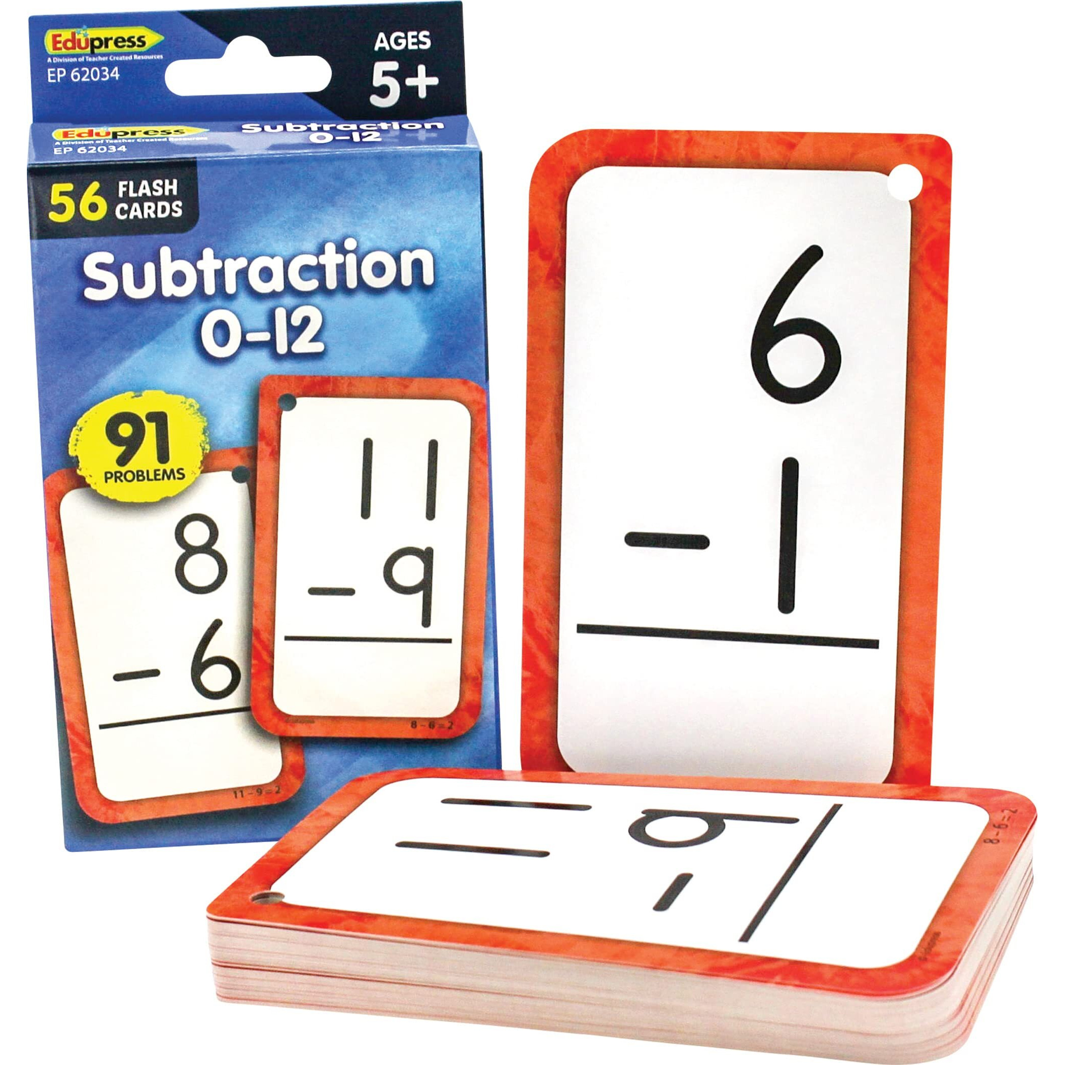 SUBTRACTION 0-12 FLASH CARDS