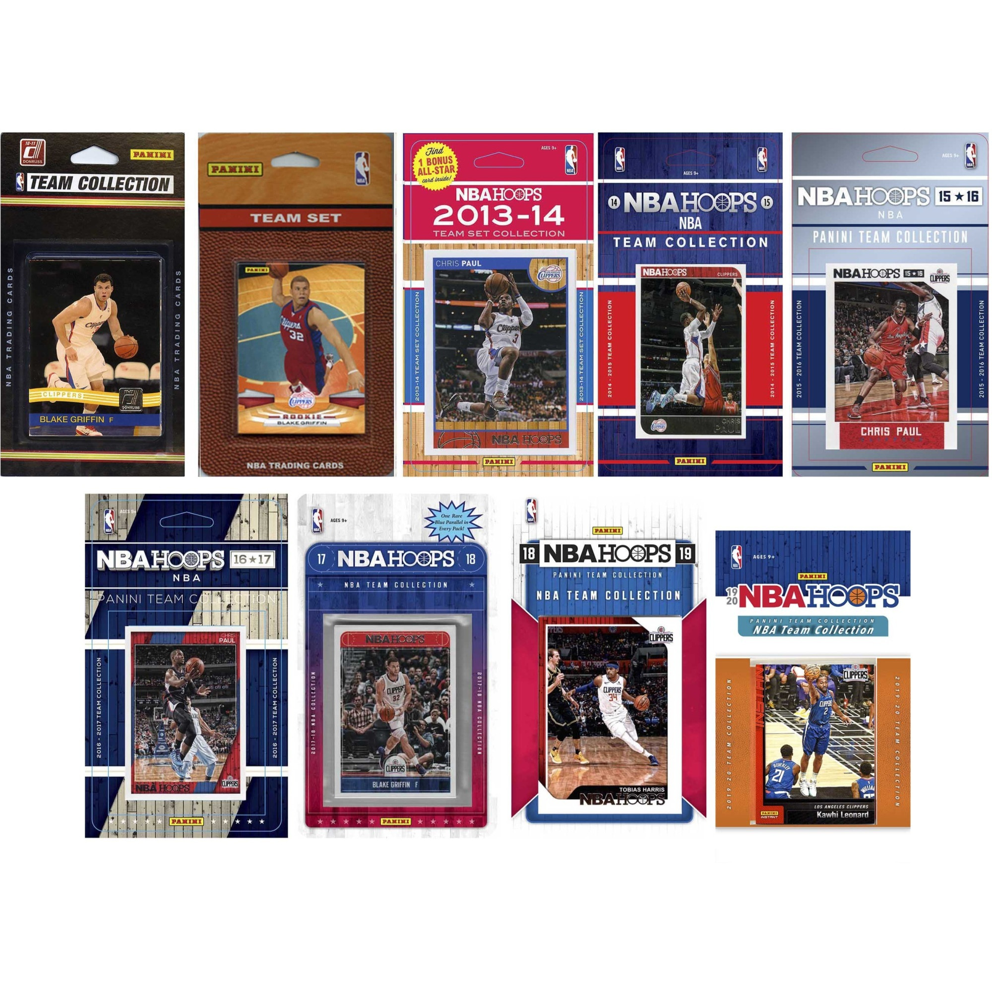 NBA Los Angeles Clippers 9 Different Licensed Trading Card Team Sets