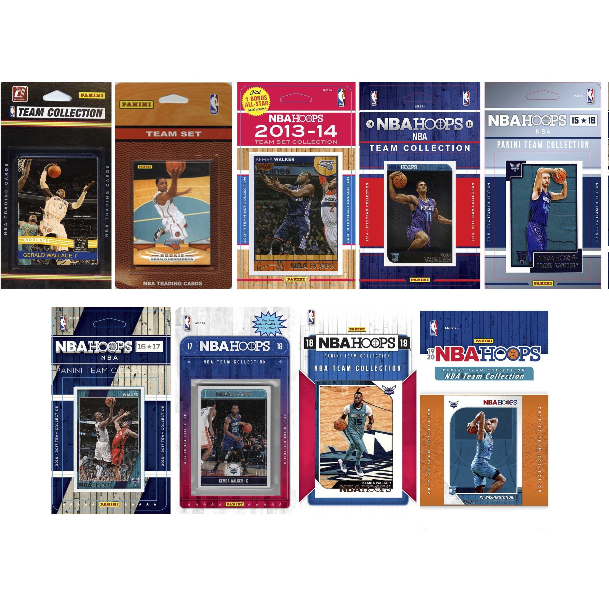 NBA Charlotte Hornets 9 Different Licensed Trading Card Team Sets