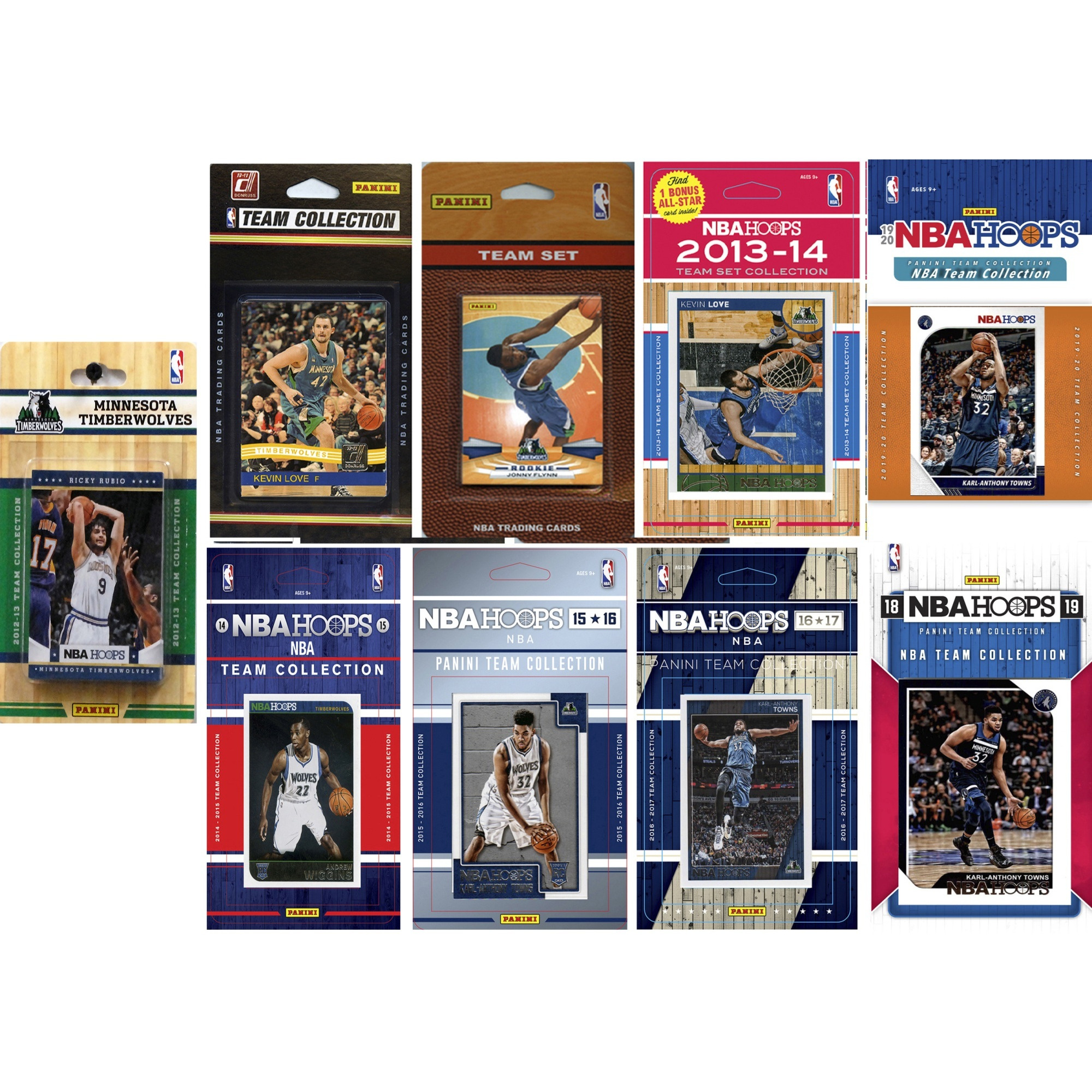 NBA Minnesota Timberwolves 9 Different Licensed Trading Card Team Sets