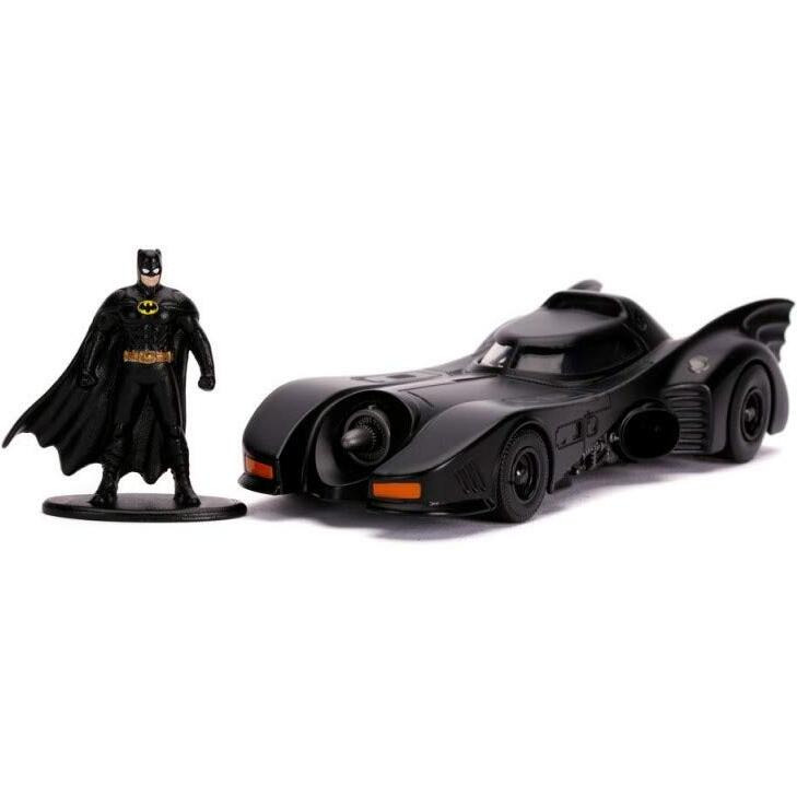 1989 Batmobile with Diecast Batman Figurine &quotBatman" (1989) Movie &quotDC Comics" &quotHollywood Rides" Series 1/32 Diecast Model Car by Jada