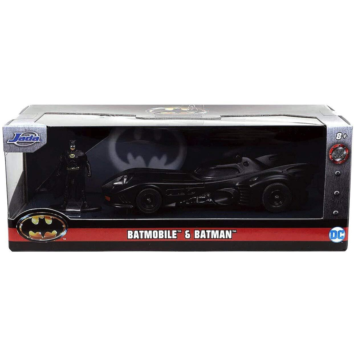 1989 Batmobile with Diecast Batman Figurine &quotBatman" (1989) Movie &quotDC Comics" &quotHollywood Rides" Series 1/32 Diecast Model Car by Jada