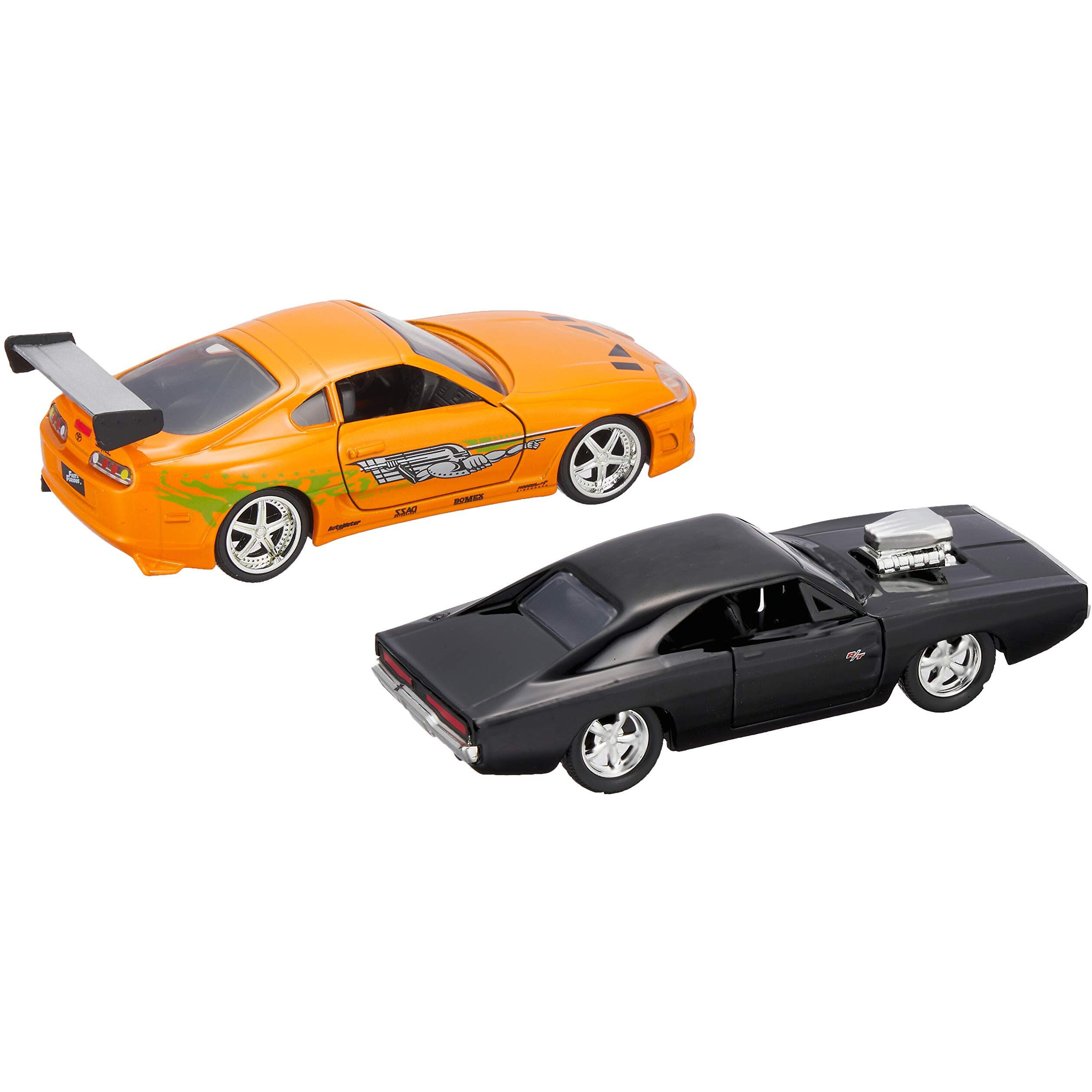 Dom's Dodge Charger R/T Black and Brian's Toyota Supra Orange Set of 2 pieces &quotFast & Furious" Series 1/32 Diecast Model Cars by Jada