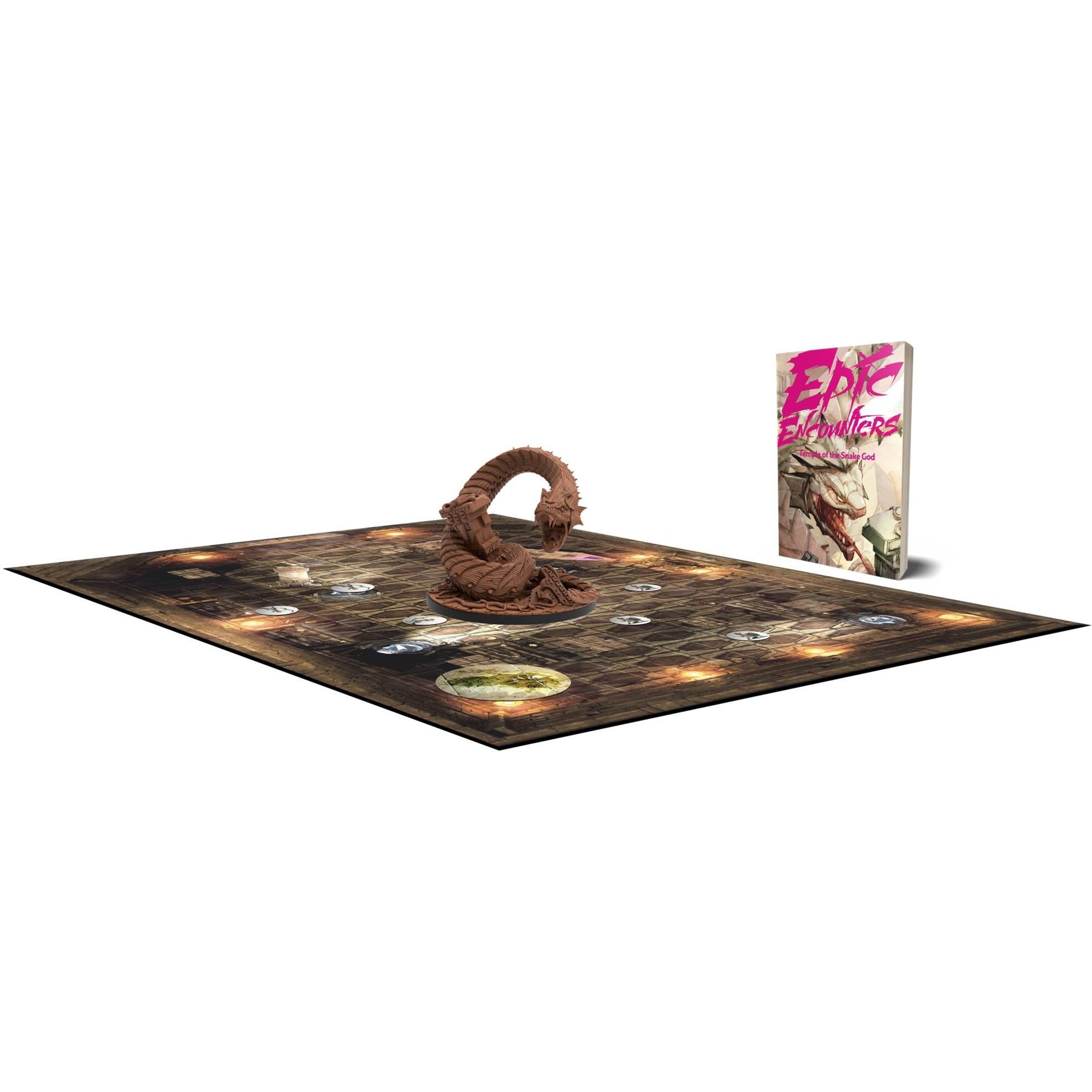 Epic Encounters Temple of The Snake God RPG Fantasy Roleplaying Tabletop Game with Huge Boss Miniature, Double-Sided Game Mat, & Game Master Adventure Book with Monster Stats, 5E Compatible