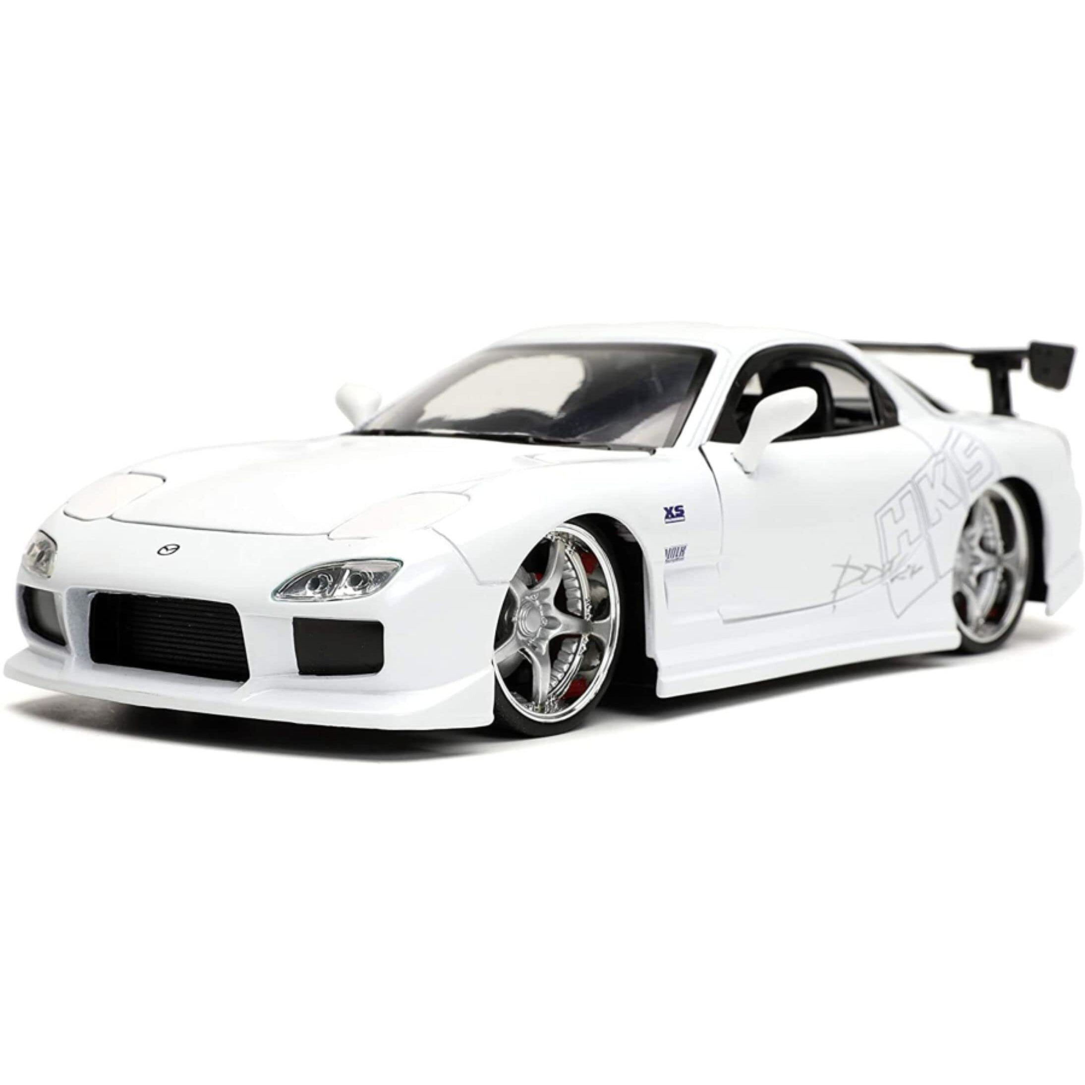 1993 Mazda RX-7 &quotHKS" White &quotFast & Furious" Movie 1/24 Diecast Model Car by Jada