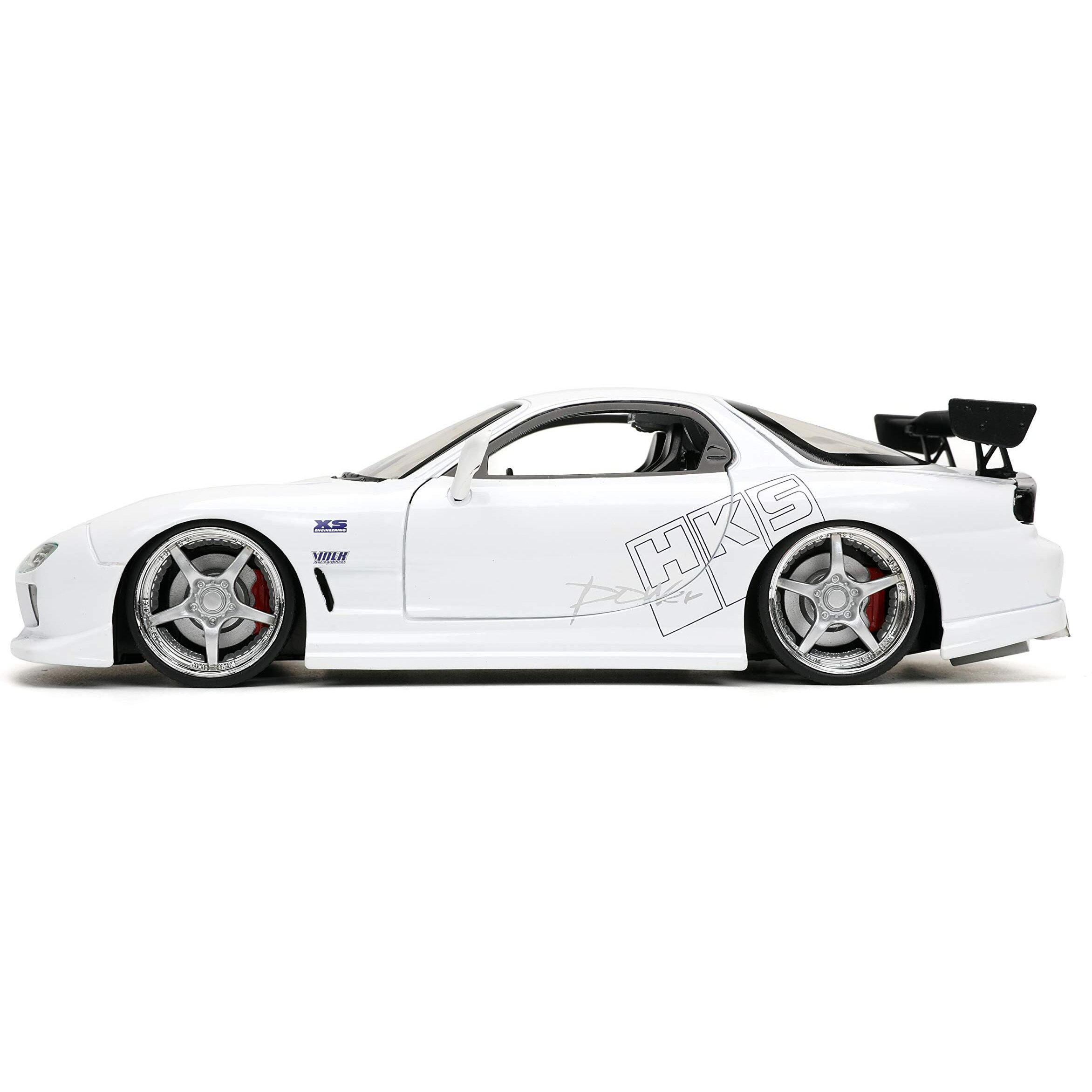 1993 Mazda RX-7 &quotHKS" White &quotFast & Furious" Movie 1/24 Diecast Model Car by Jada