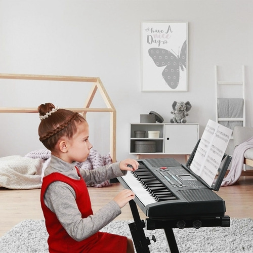 61 Keys Digital Music Electronic Keyboard Electric Musical Piano Instrument Kids Learning Keyboard w/ Stand Microphone For Beginners