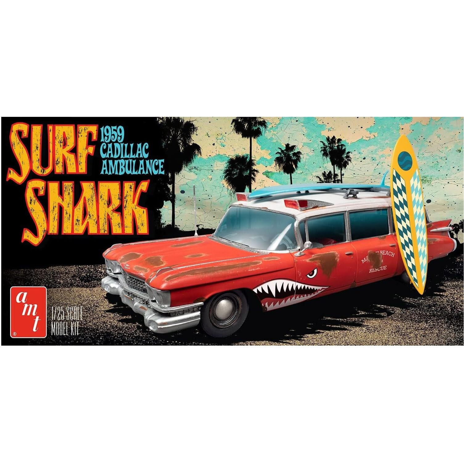 Skill 2 Model Kit 1959 Cadillac Ambulance &quotSurf Shark" 1/25 Scale Models by AMT