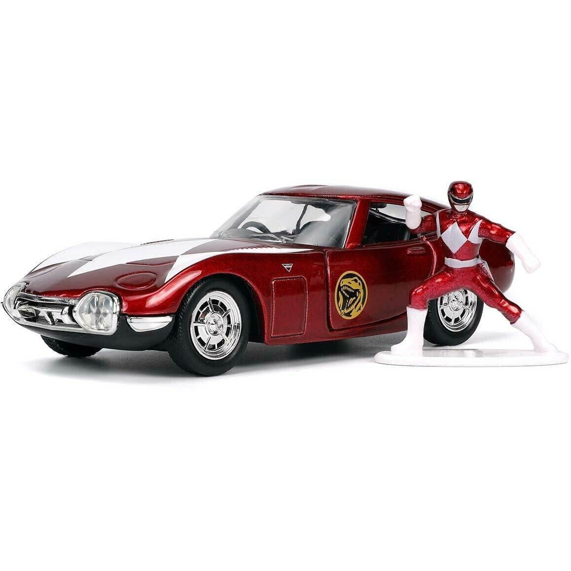 1967 Toyota 2000GT RHD (Right Hand Drive) Red Metallic and Red Ranger Diecast Figurine &quotPower Rangers" &quotHollywood Rides" Series 1/32 Diecast Model Car by Jada