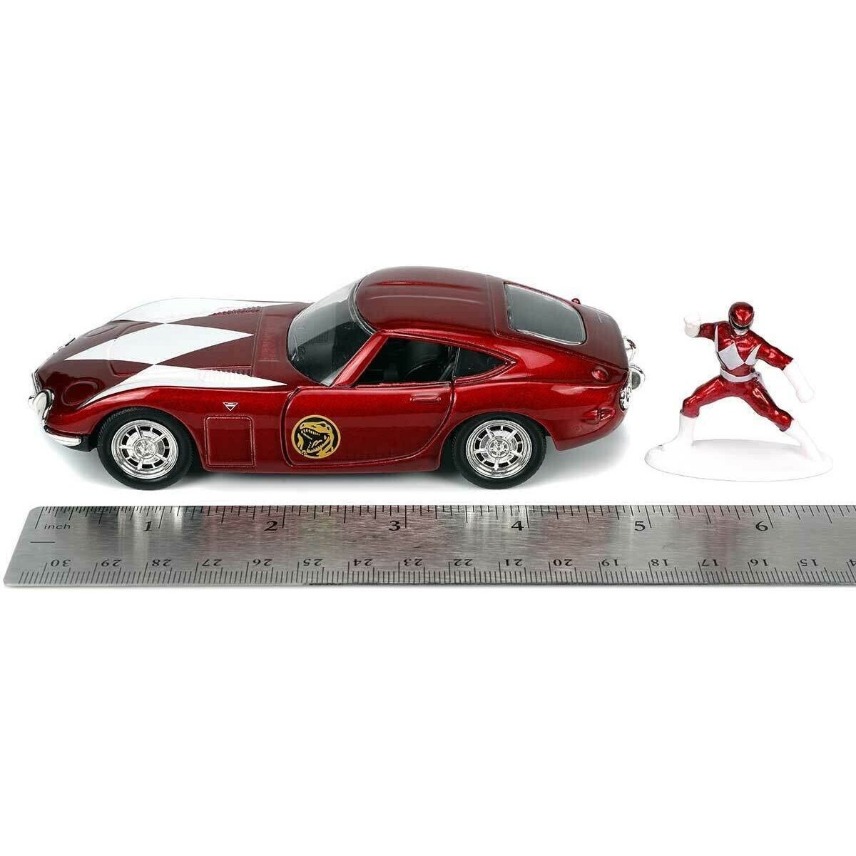 1967 Toyota 2000GT RHD (Right Hand Drive) Red Metallic and Red Ranger Diecast Figurine &quotPower Rangers" &quotHollywood Rides" Series 1/32 Diecast Model Car by Jada