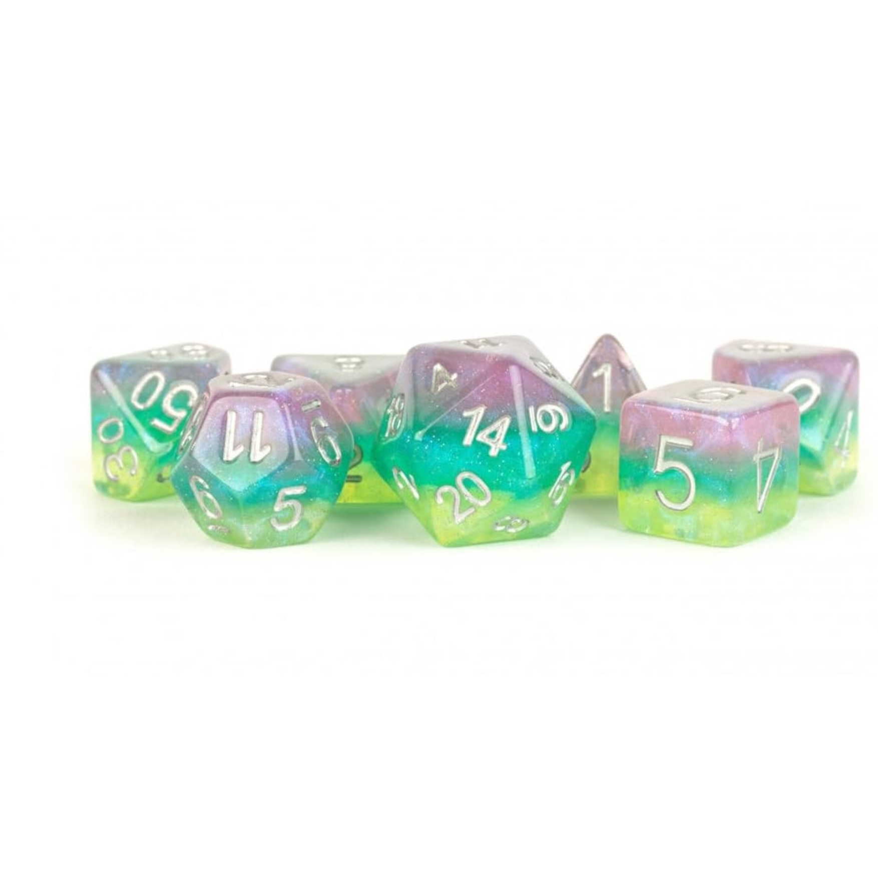 Metallic Dice Games Poly Set Layered Stardust Radiance w/Silver (7)