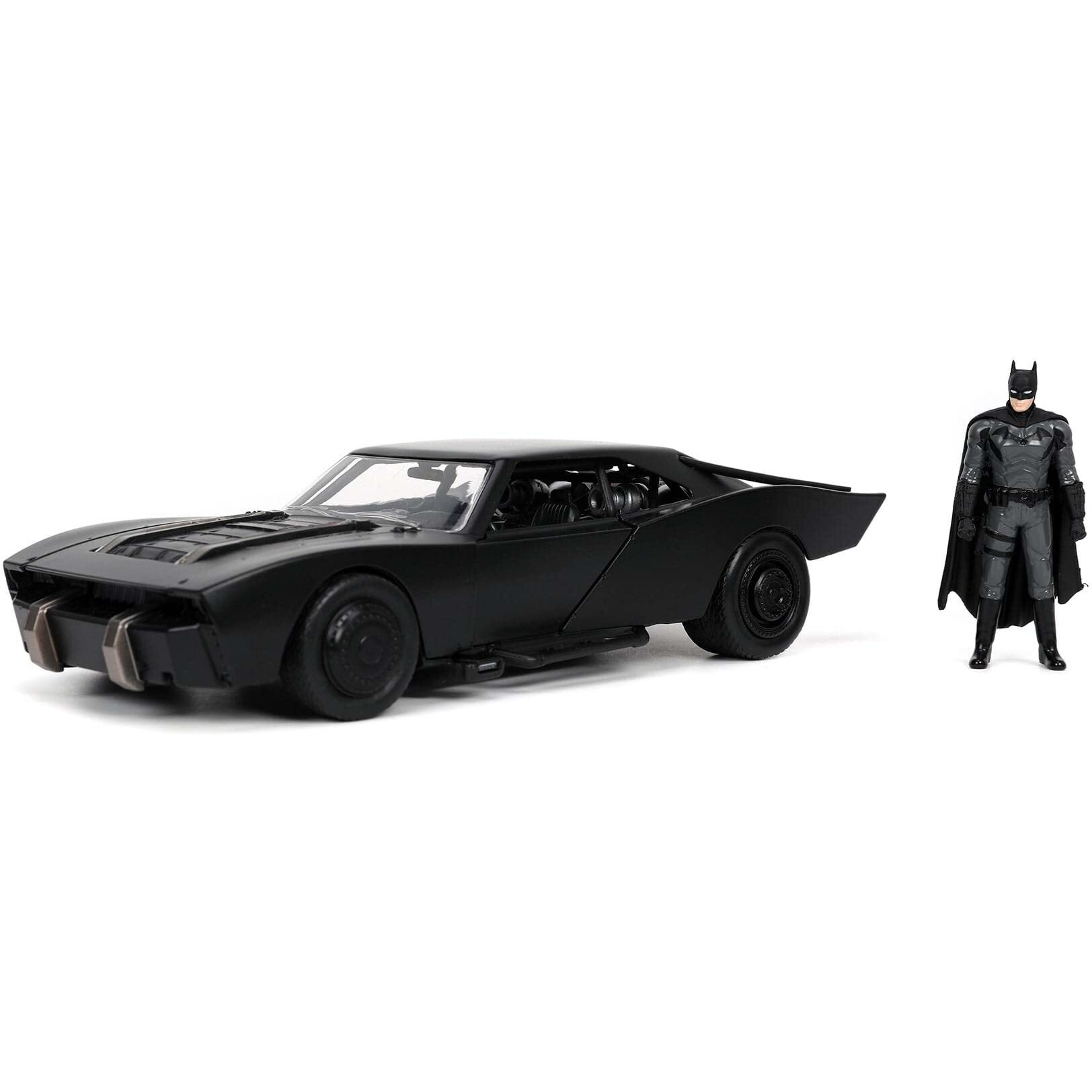 Batmobile Matt Black with Batman Diecast Figure &quotThe Batman" (2022) Movie &quotDC Comics" 1/24 Diecast Model Car by Jada