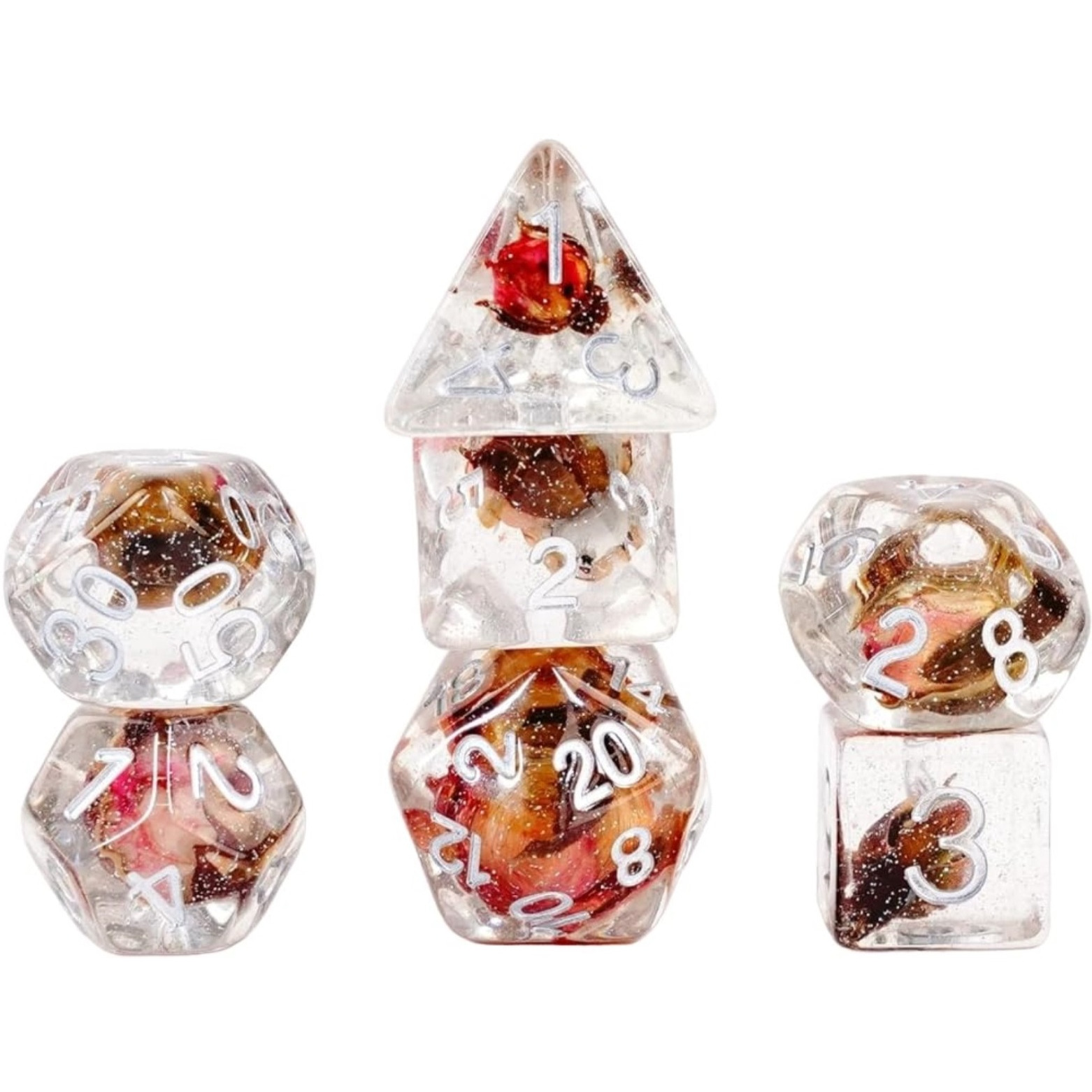 FanRoll by Metallic Dice Games 16mm Resin Poly DND Dice Set Rose Dice, Role Playing Game Dice for Dungeons and Dragons