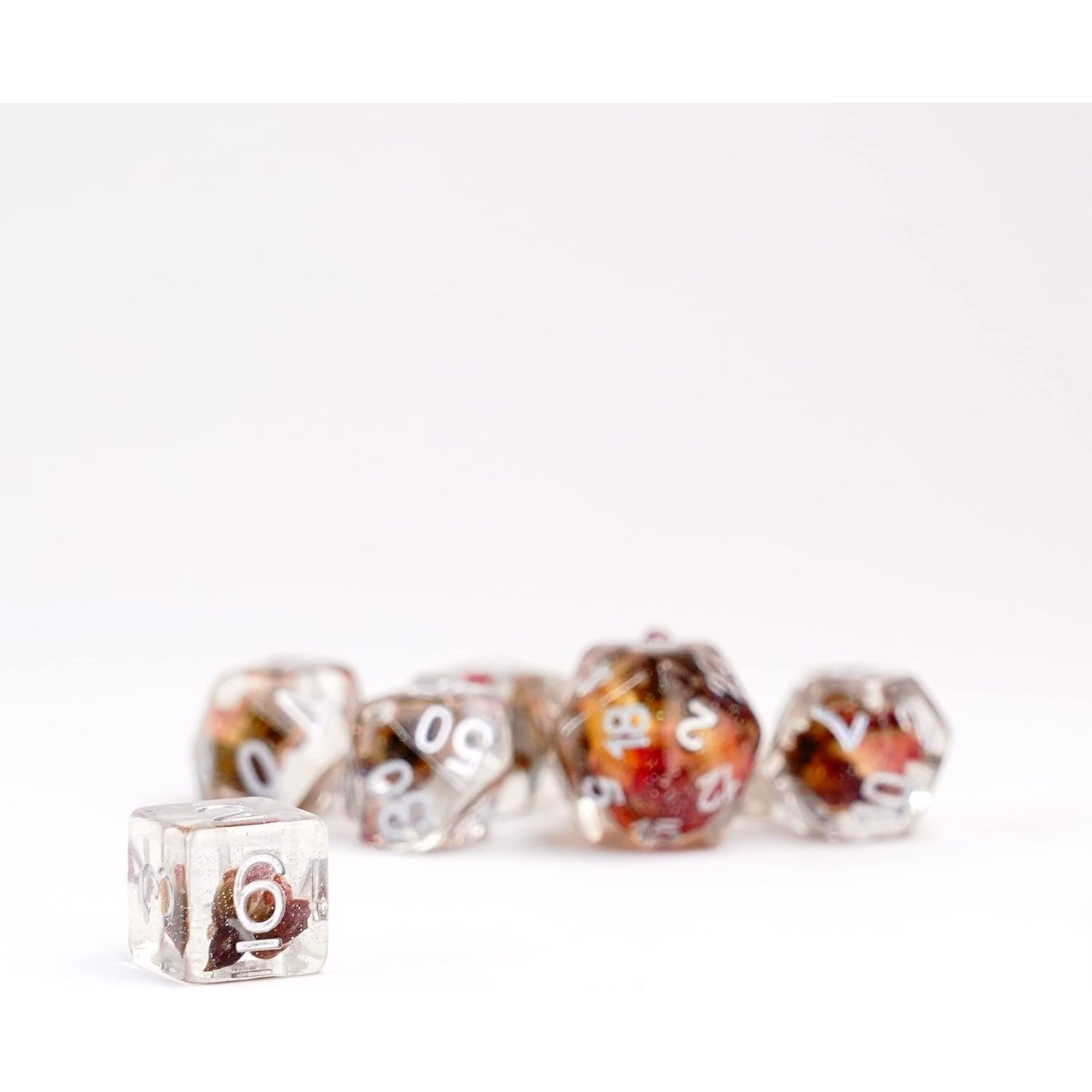 FanRoll by Metallic Dice Games 16mm Resin Poly DND Dice Set Rose Dice, Role Playing Game Dice for Dungeons and Dragons