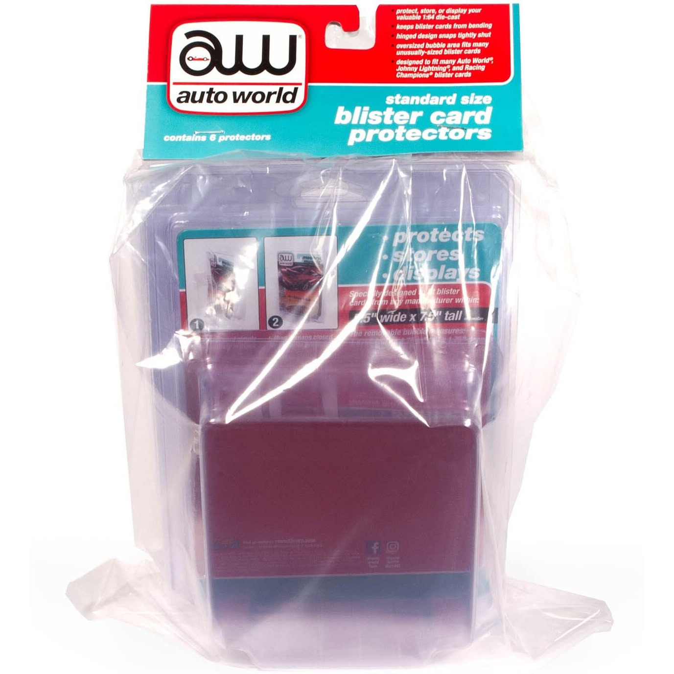 Standard Size 6 Blister Card Protectors for 1/64 Scale Blister Cards by Auto World