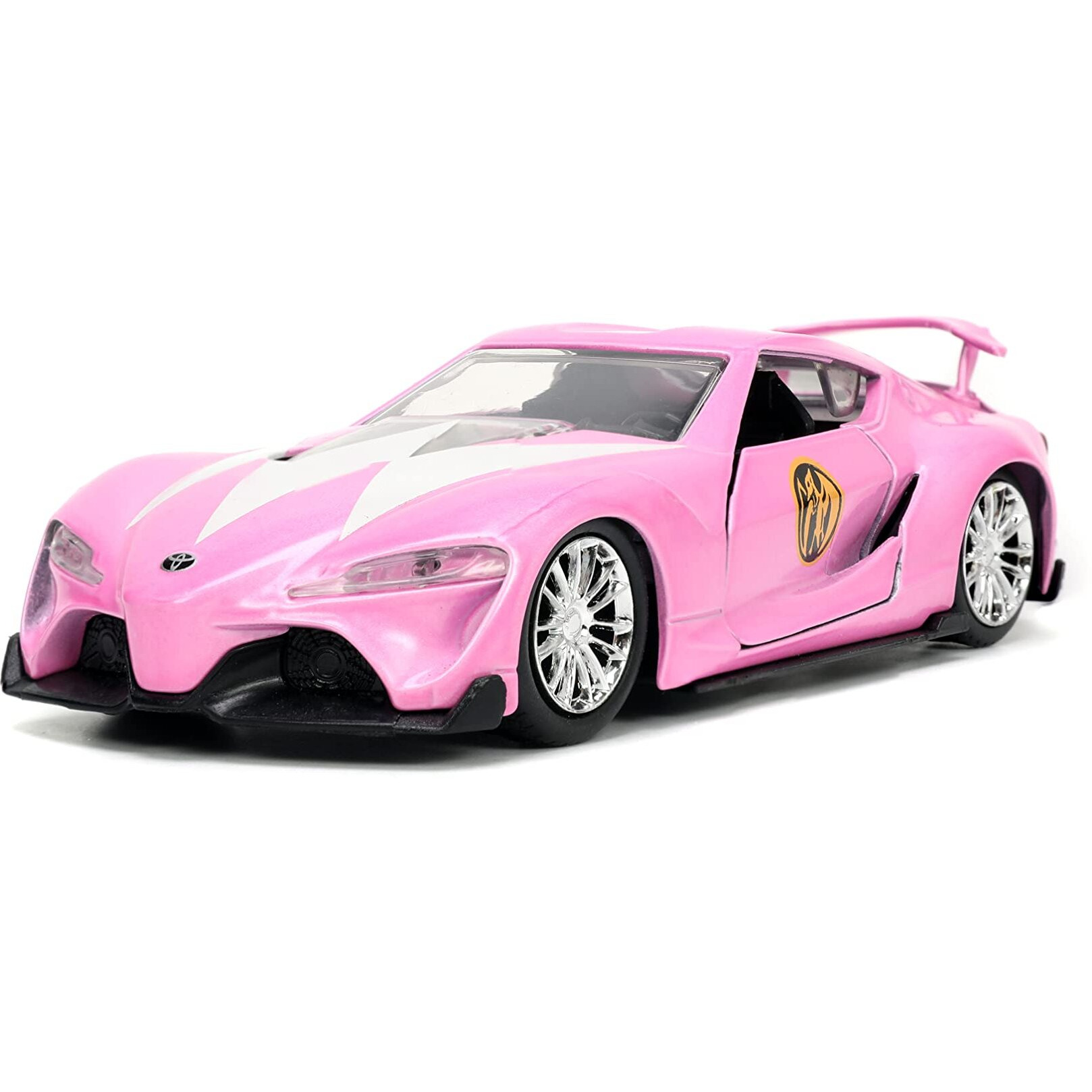 Toyota FT-1 Concept Pink Metallic and Pink Ranger Diecast Figurine &quotPower Rangers" &quotHollywood Rides" Series 1/32 Diecast Model Car by Jada
