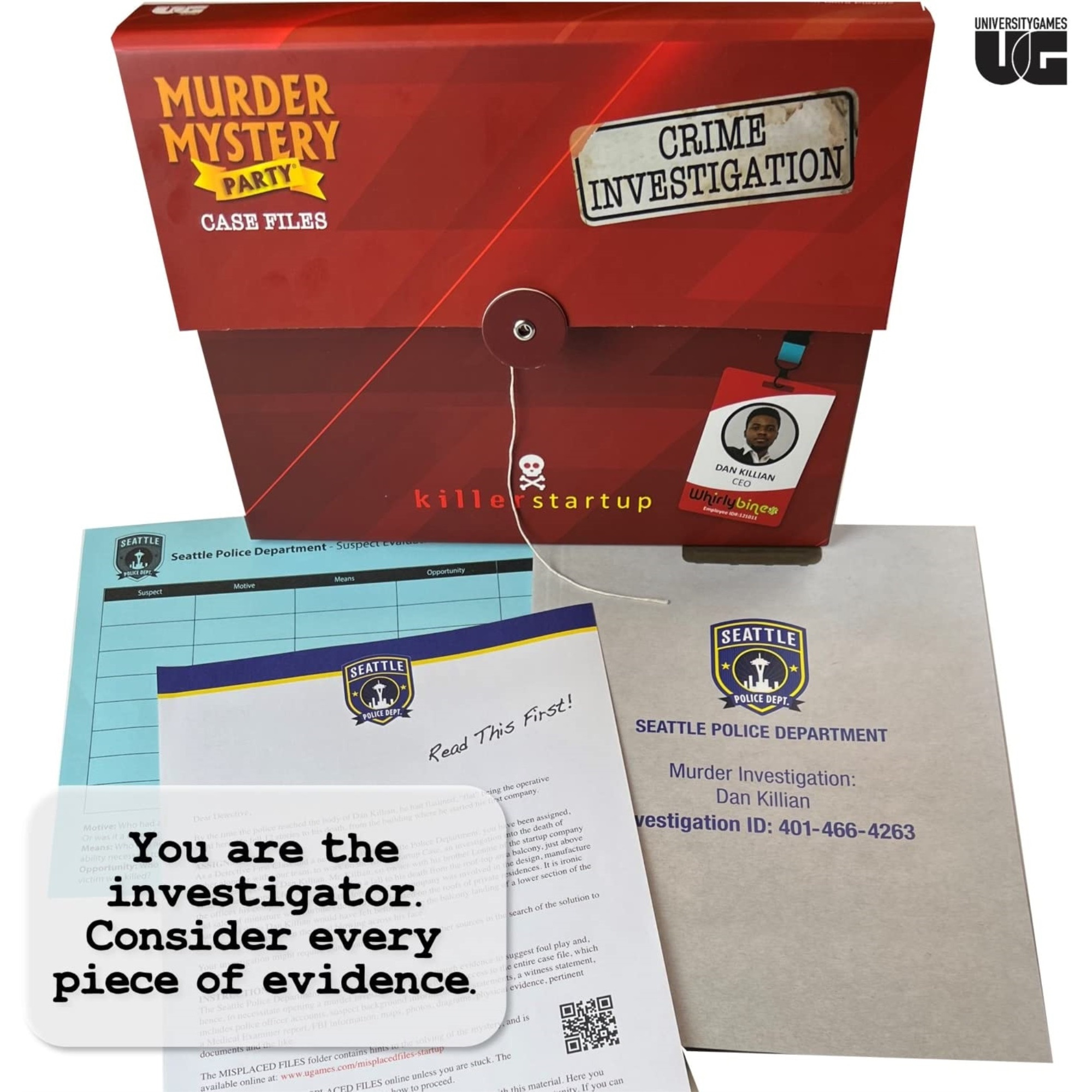 Murder Mystery Party Case Files Killer Startup for 1 or More Players Ages 14 and Up