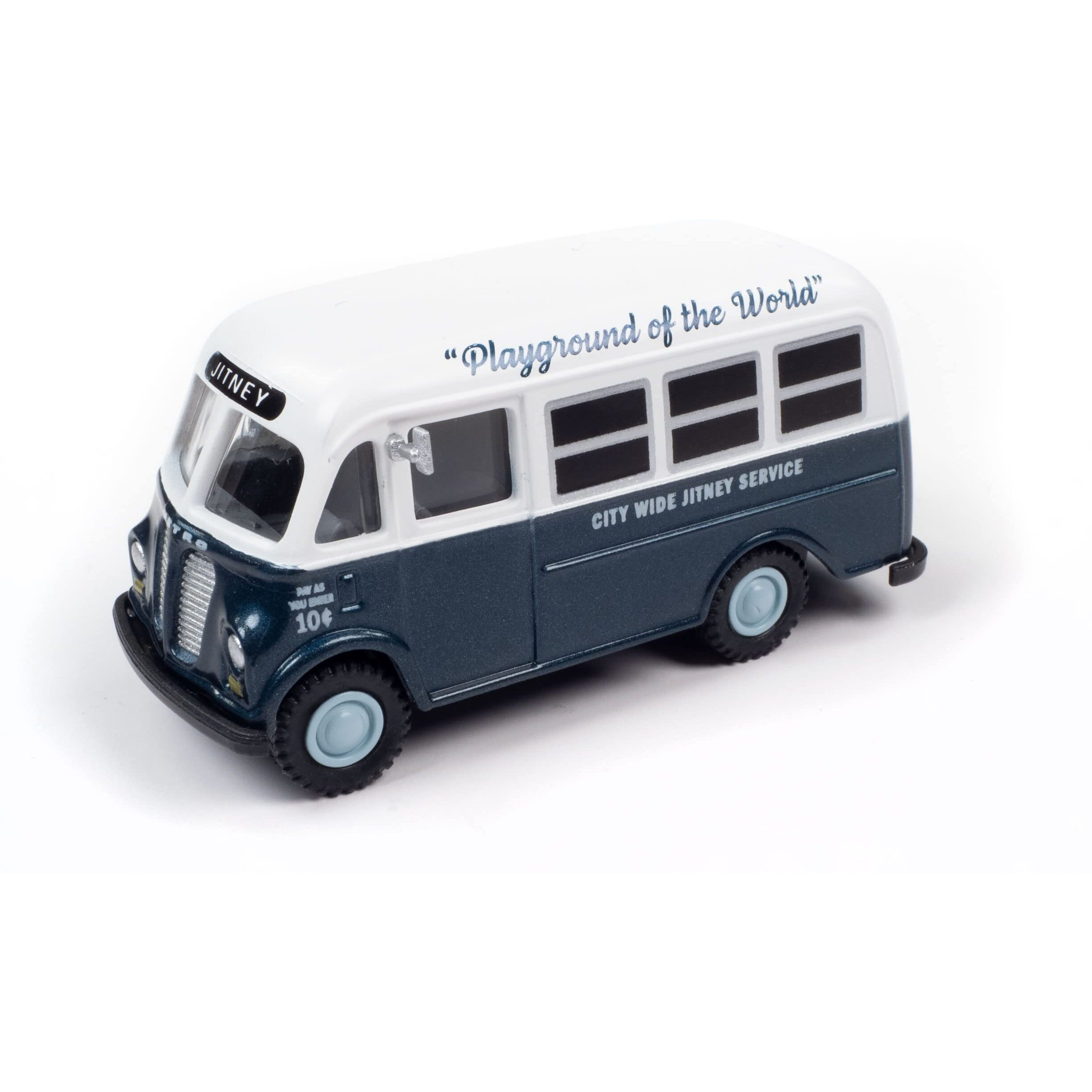 International Metro Van Dark Blue Metallic and White &quotCity Wide Jitney Service" 1/87 (HO) Scale Model Car by Classic Metal Works