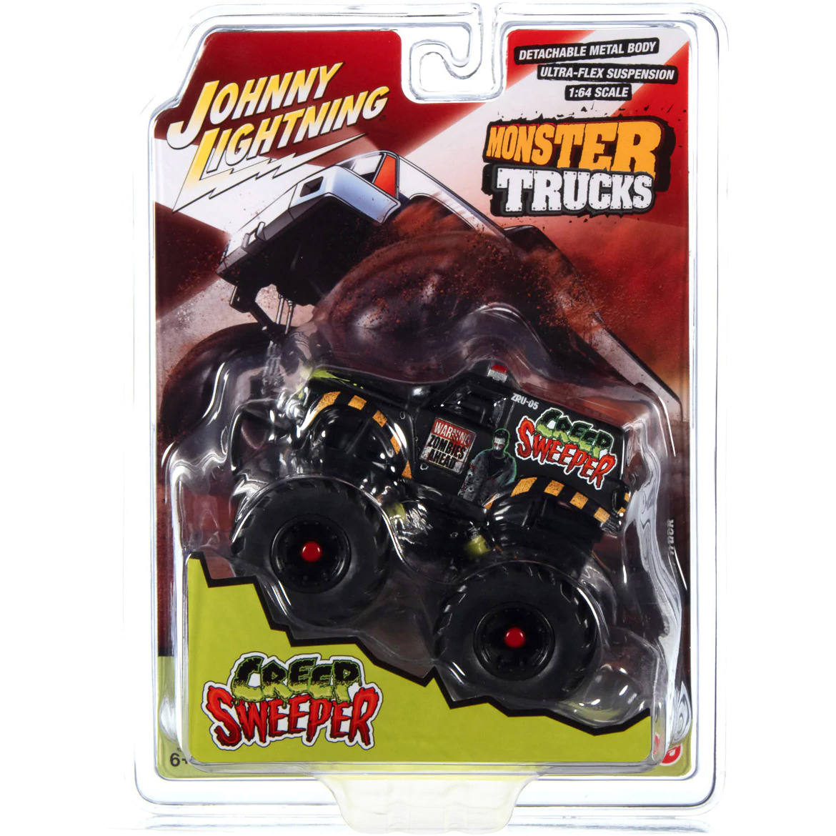 &quotCreep Sweeper" Monster Truck &quotZombie Response Unit" with Black Wheels and Driver Figure &quotMonster Trucks" Series 1/64 Diecast Model by Johnny Lightning