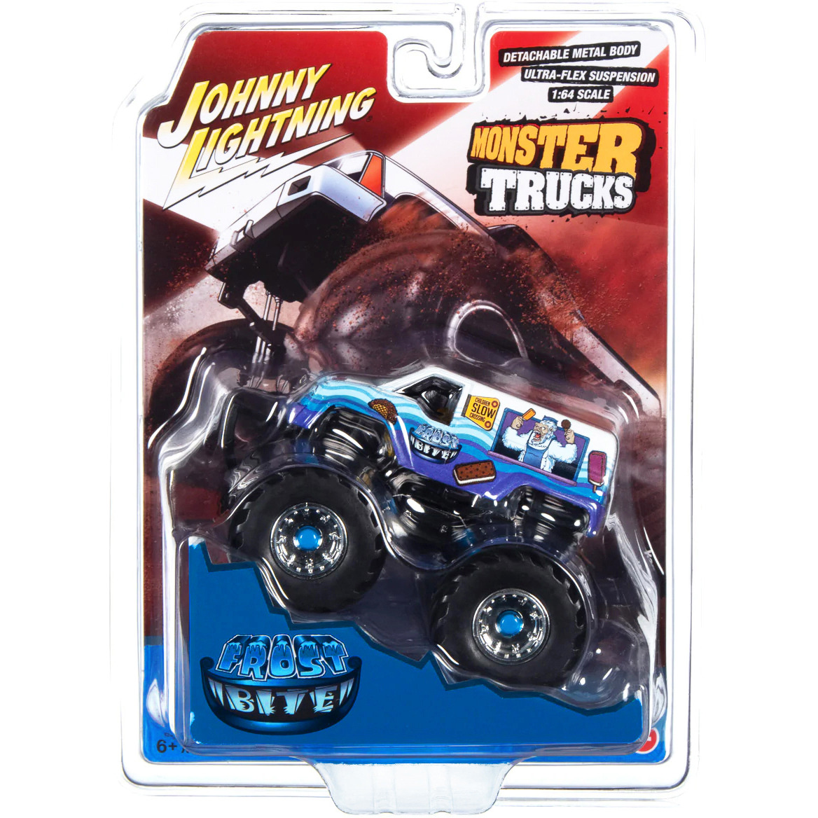 &quotFrost Bite" Monster Truck &quotI Scream You Scream" with Black Wheels and Driver Figure &quotMonster Trucks" Series 1/64 Diecast Model by Johnny Lightning
