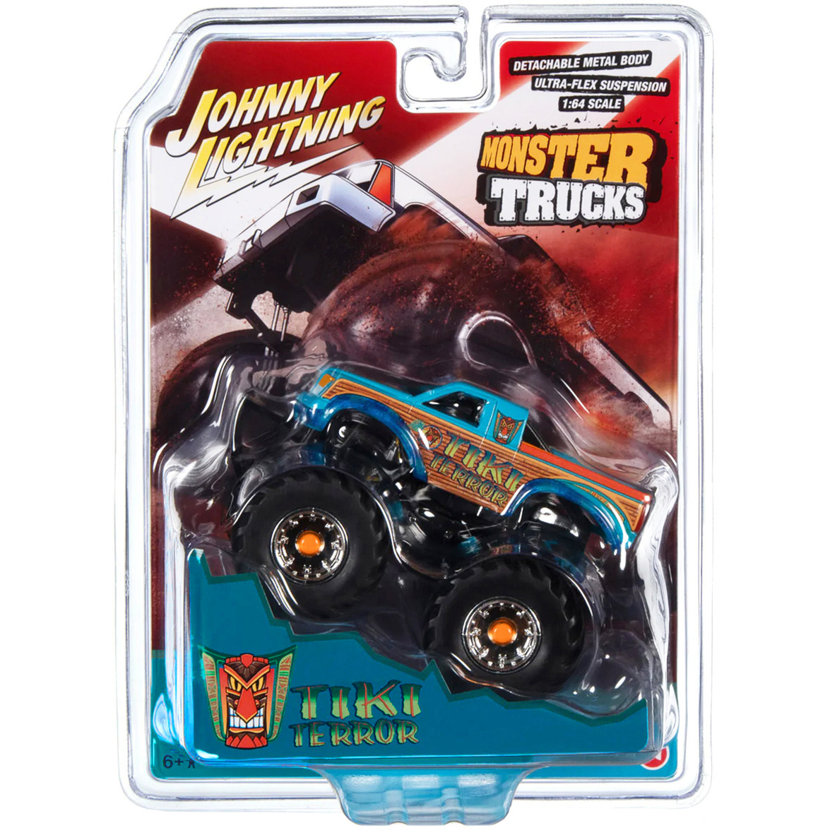 &quotTiki Terror" Monster Truck &quotWho do Voo Doo" with Black Wheels and Driver Figure &quotMonster Trucks" Series 1/64 Diecast Model by Johnny Lightning
