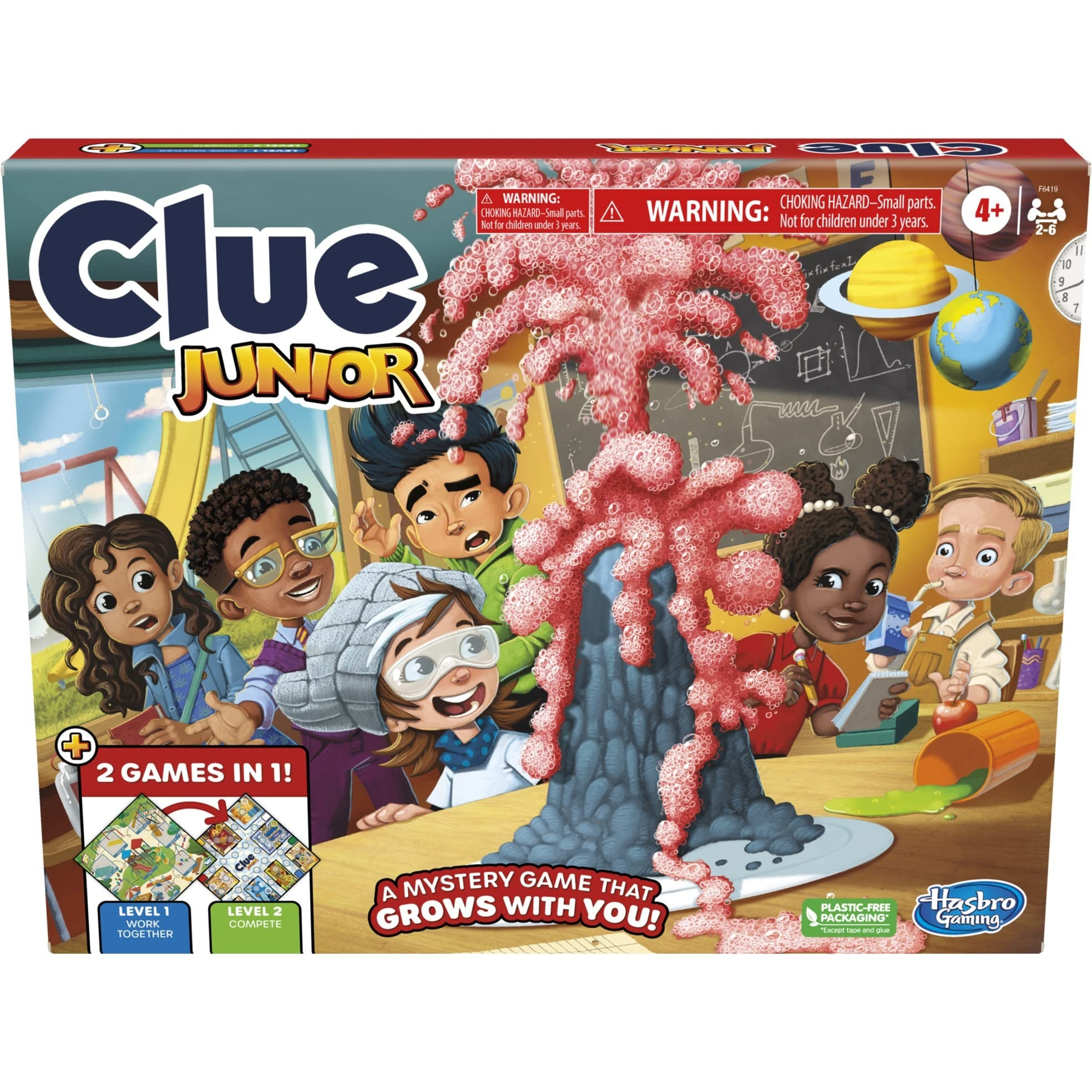 Clue Junior Game, 2-Sided Gameboard, 2 Games in 1, Clue Mystery Game for Younger Kids Ages 4 and Up, 2 to 6 Players