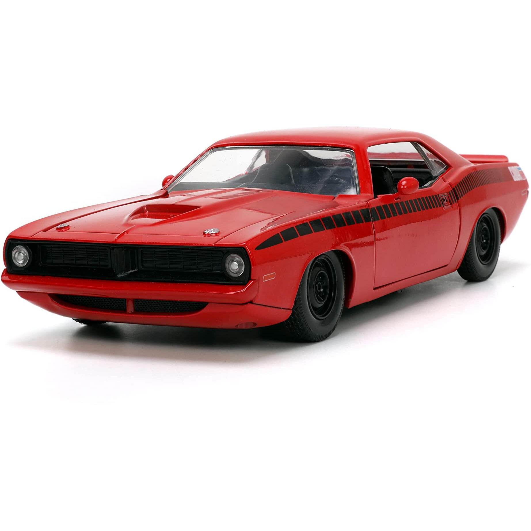 1973 Plymouth Barracuda Red with Black Stripes &quotBigtime Muscle" Series 1/24 Diecast Model Car by Jada
