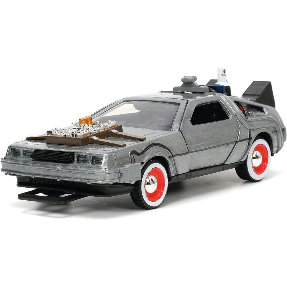 DeLorean DMC (Time Machine) Brushed Metal &quotBack to the Future Part III" (1990) Movie &quotHollywood Rides" Series 1/32 Diecast Model Car by Jada