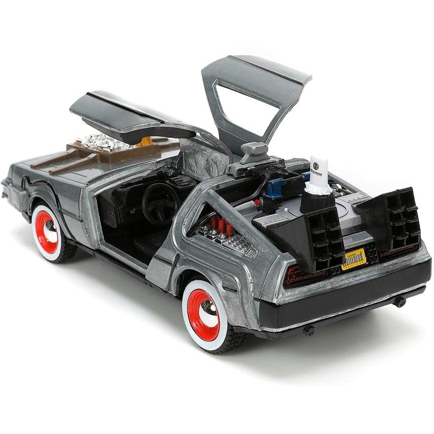 DeLorean DMC (Time Machine) Brushed Metal &quotBack to the Future Part III" (1990) Movie &quotHollywood Rides" Series 1/32 Diecast Model Car by Jada