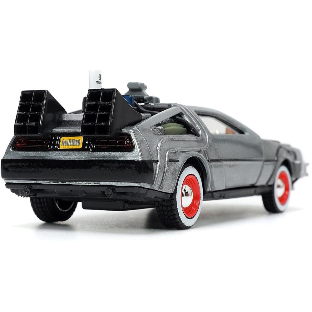 DeLorean DMC (Time Machine) Brushed Metal &quotBack to the Future Part III" (1990) Movie &quotHollywood Rides" Series 1/32 Diecast Model Car by Jada