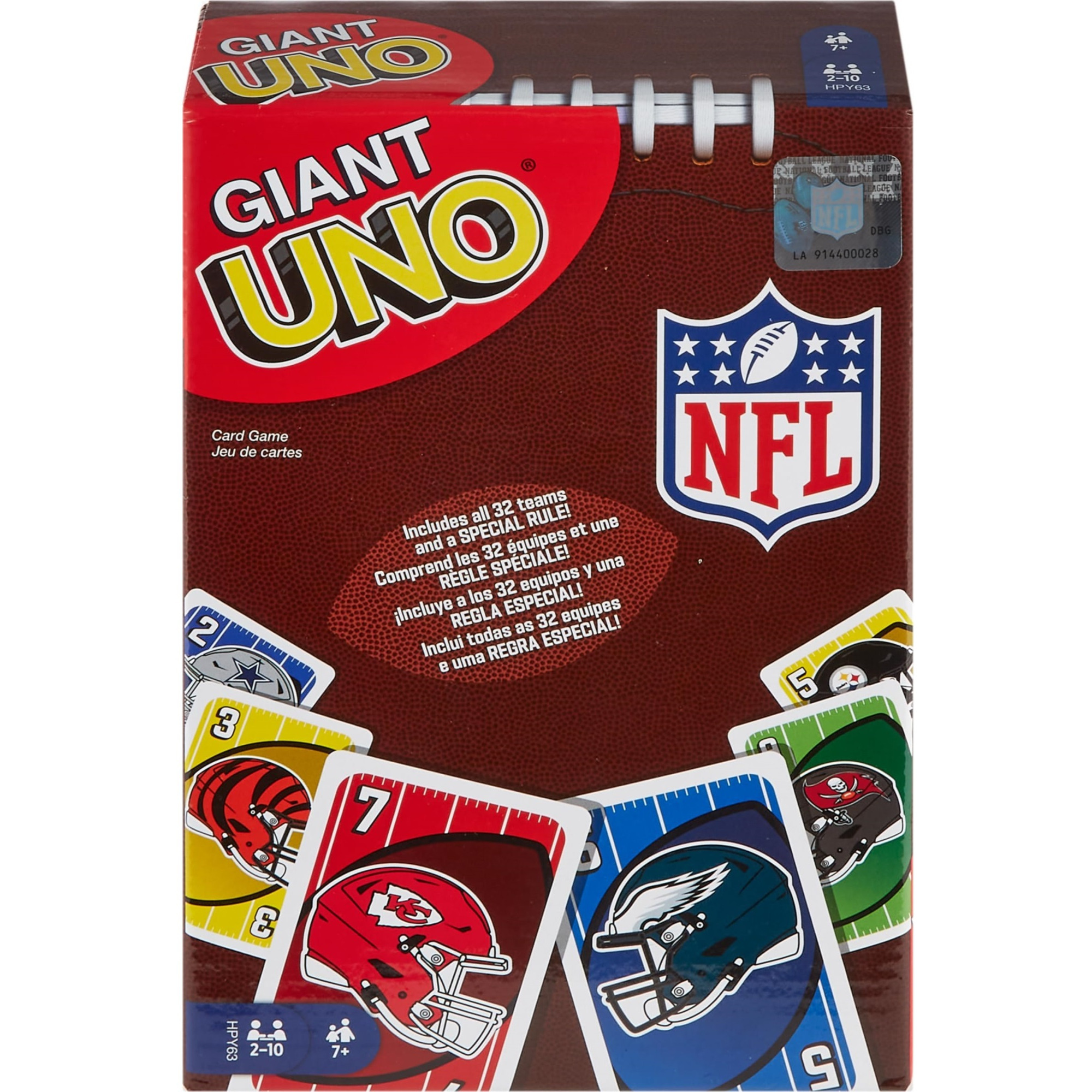 Mattel Games Giant UNO NFL Game for Kids, Adults & Family with oversized cards