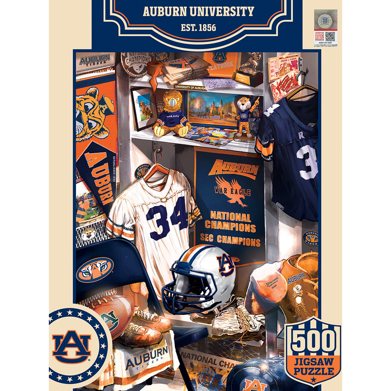Auburn Tigers Puzzle 500 Piece Locker Room