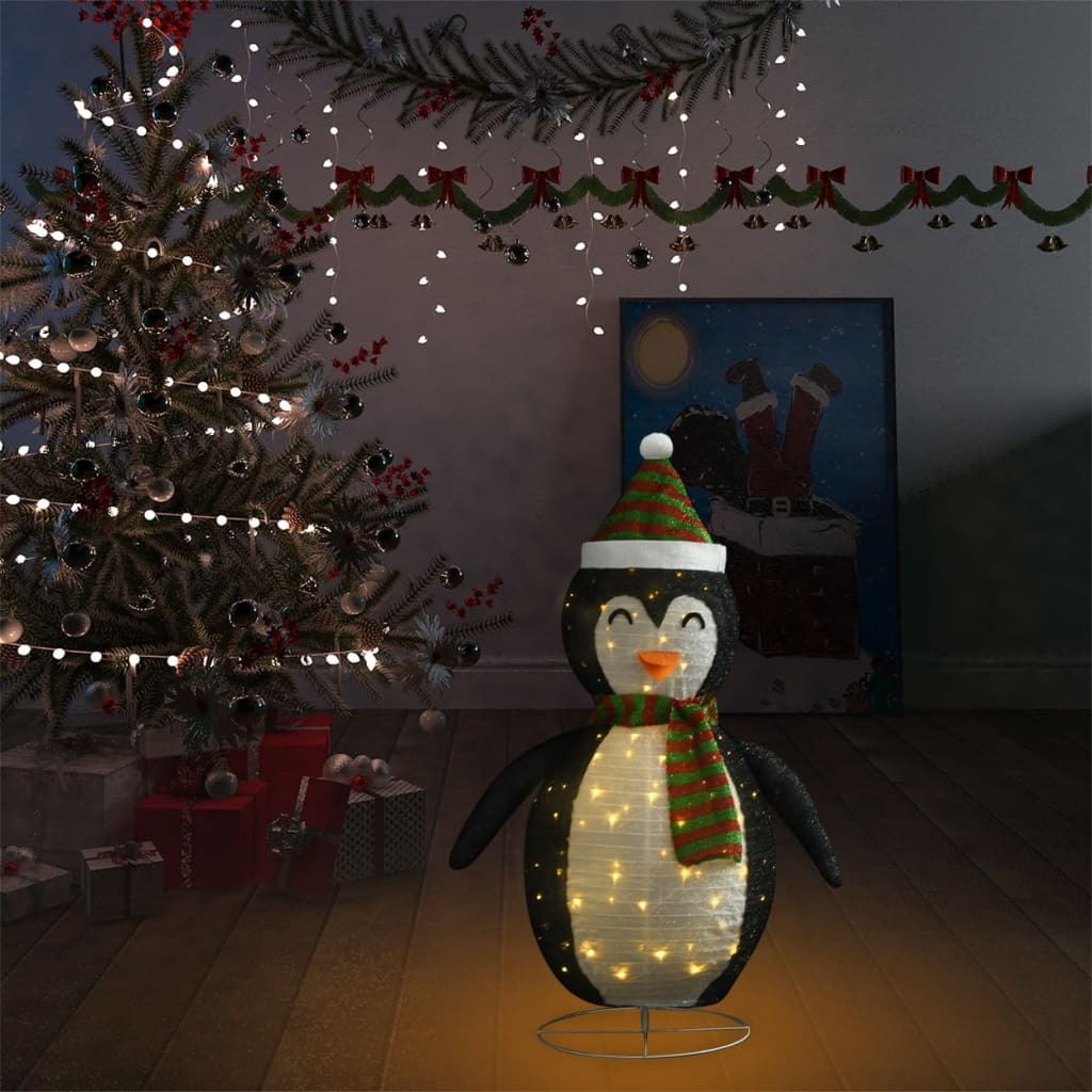 vidaXL Decorative Christmas Snow Penguin Figure LED Luxury Fabric 3 ft