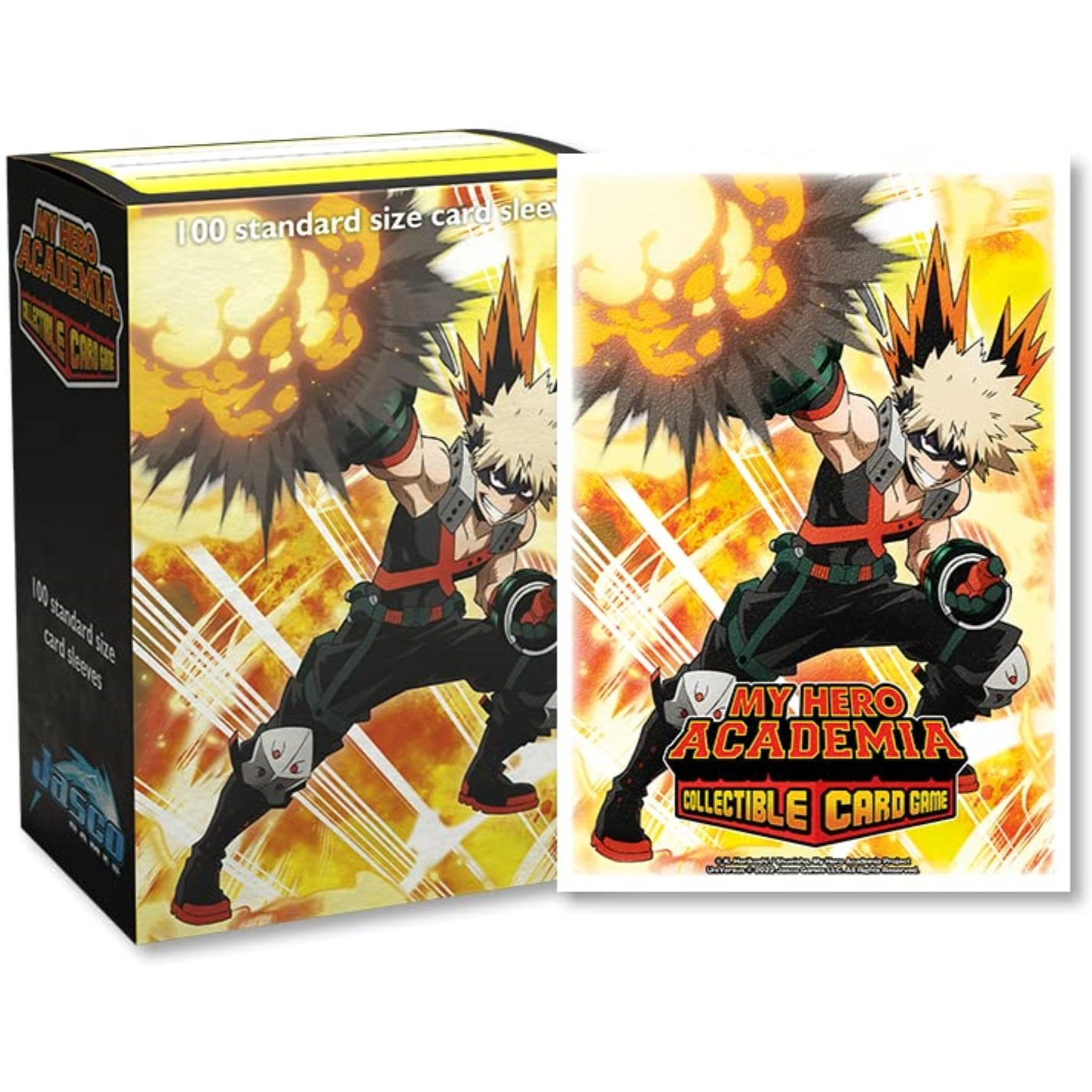 Arcane Tinmen Dragon Shield Sleeves - Matte Art My Hero Academia Bakugo Explode 100 CT - MTG Card Sleeves are Smooth & Tough - Compatible with Pokemon, MHA CCG & Magic The Gathering Cards (AT-16036)