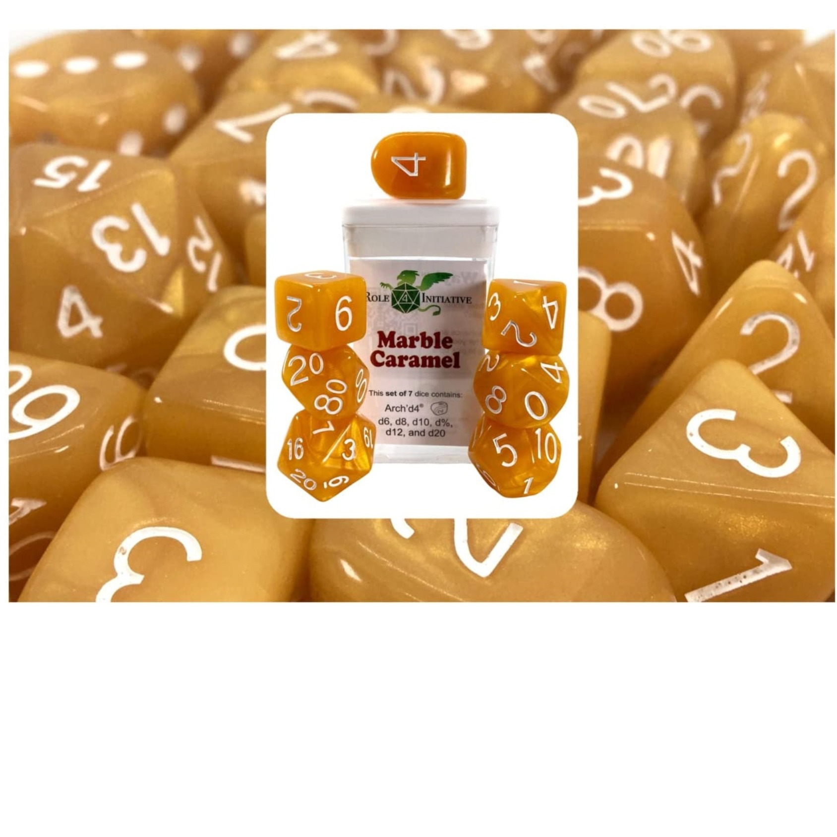 R4I Dice w/Arch'd4 Marble - Caramel (7)