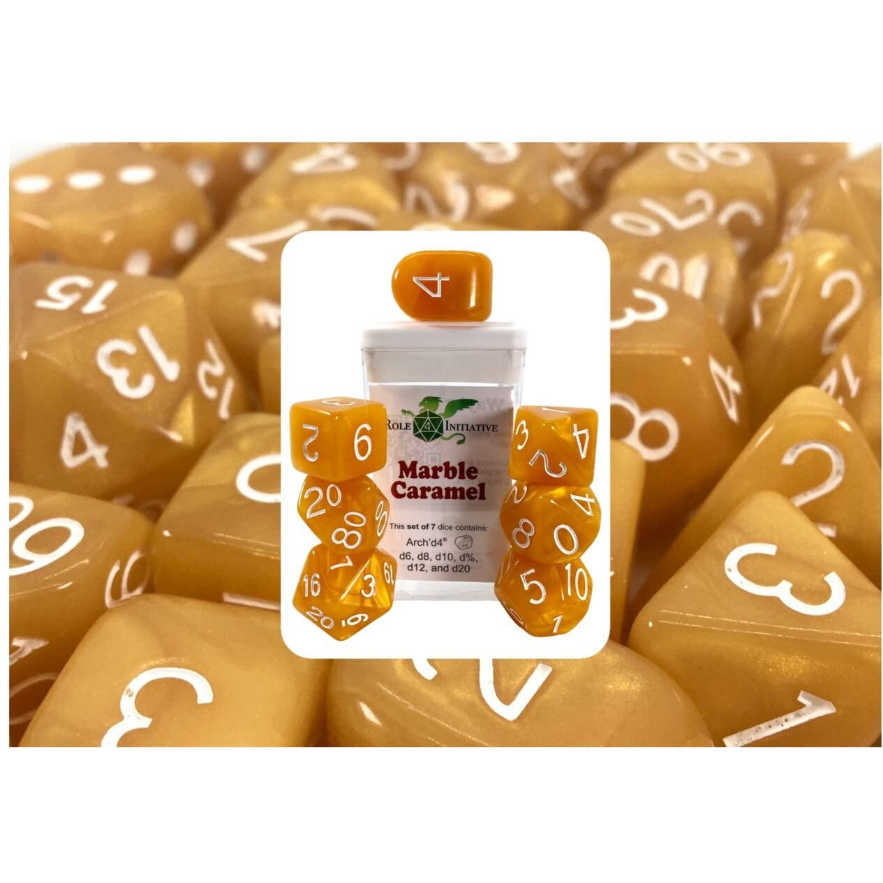 R4I Dice w/Arch'd4 Marble - Caramel (7)